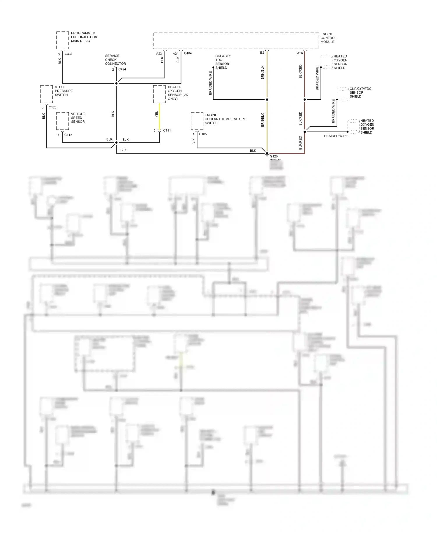 Wiring diagram integrated control unit for Honda Civic IV (1987-1996) (3 of 13)