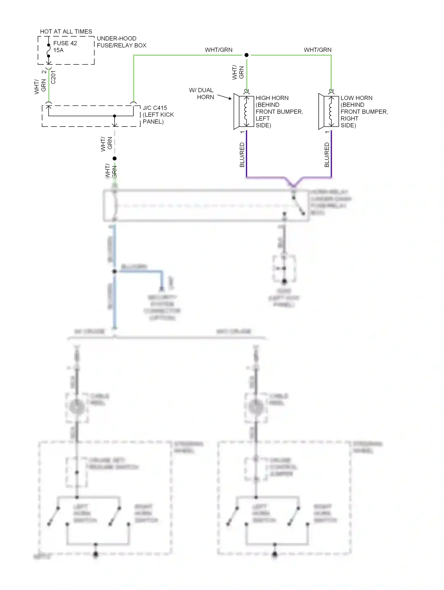 Wiring diagram left horn switch for Honda Civic IV (1987-1996) (1 of 2)