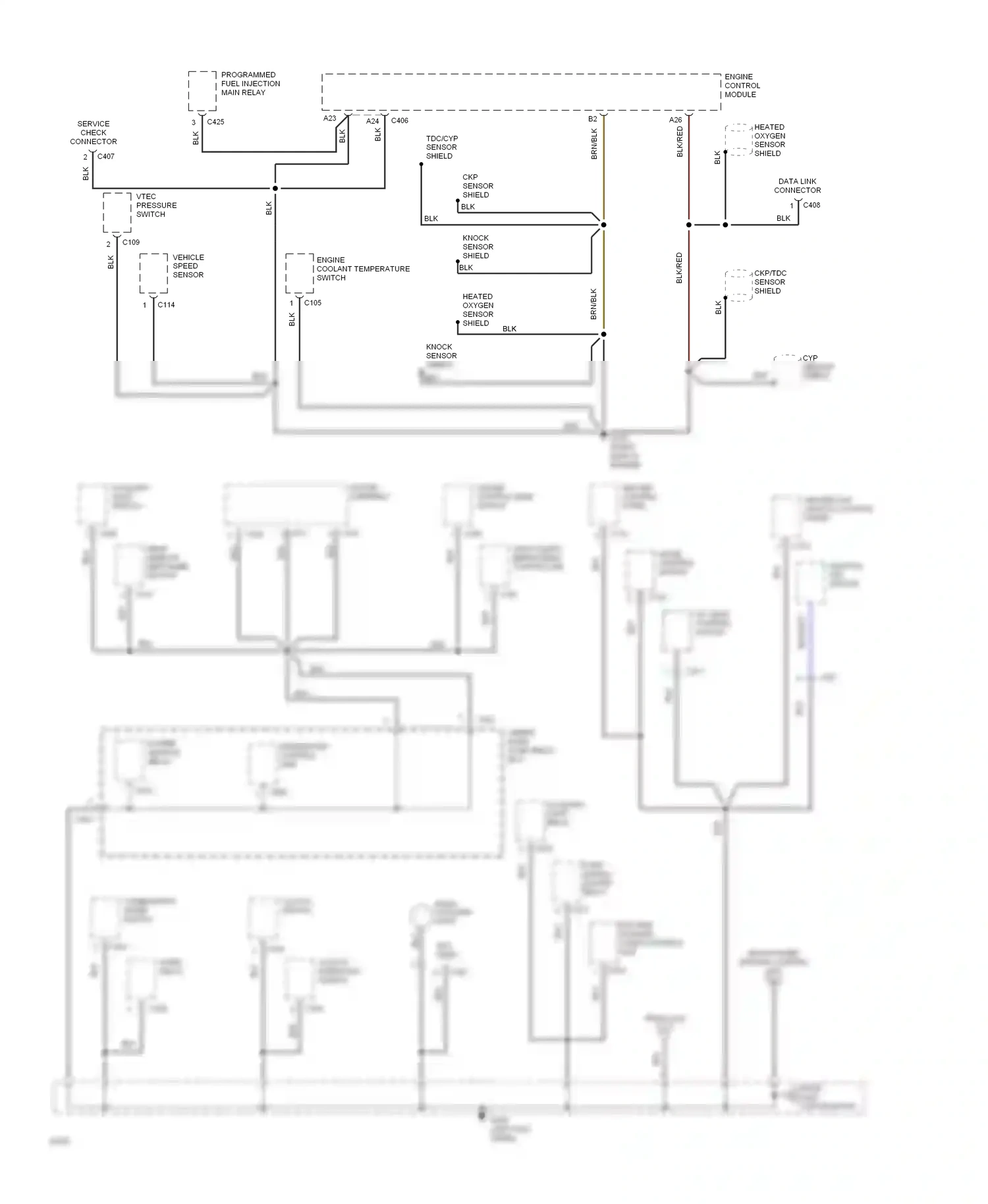 Wiring diagram mode control control motor for Honda Civic IV (1987-1996) (1 of 1)