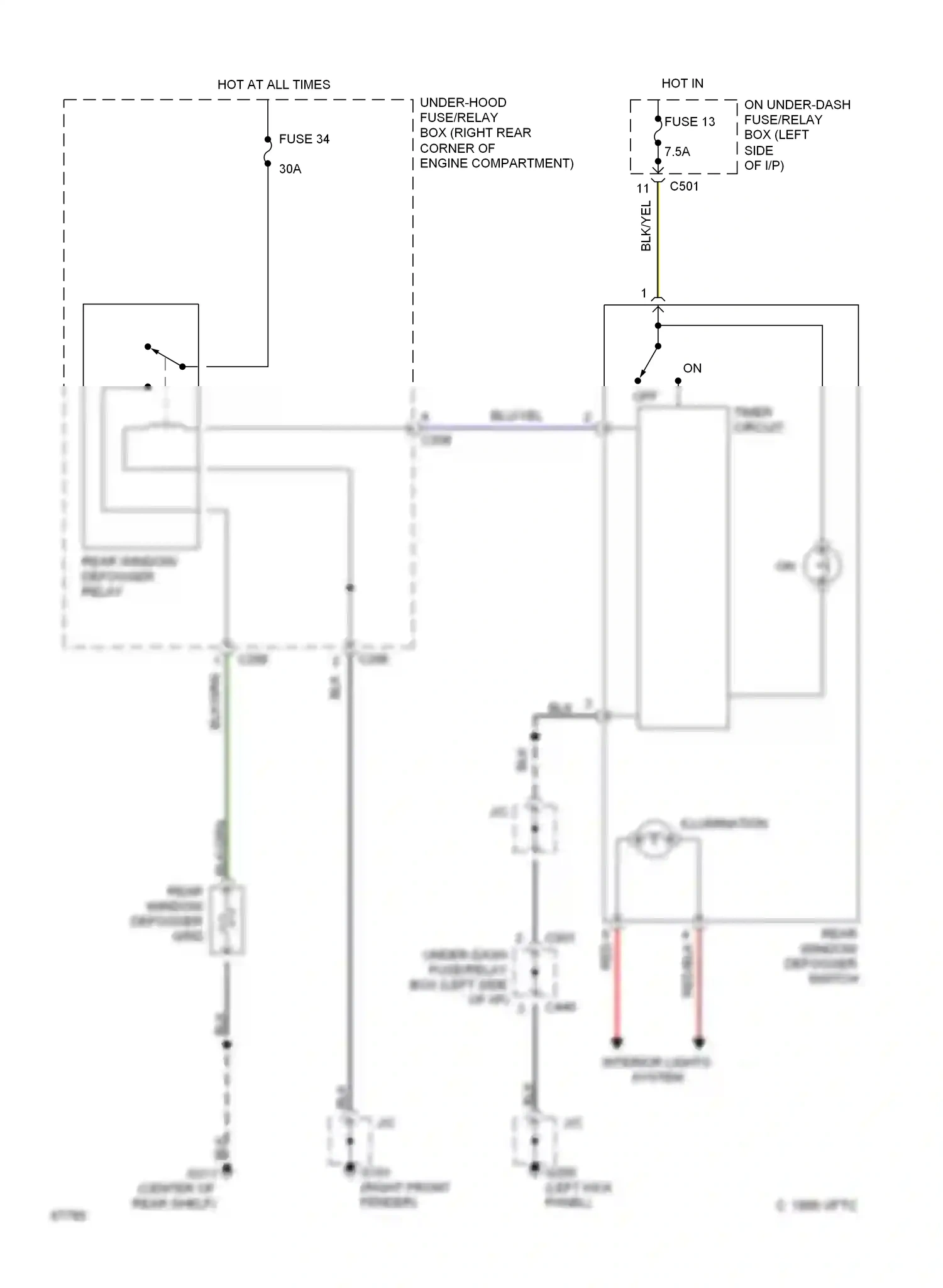 Wiring diagram off timer circuit for Honda Civic IV (1987-1996) (1 of 1)