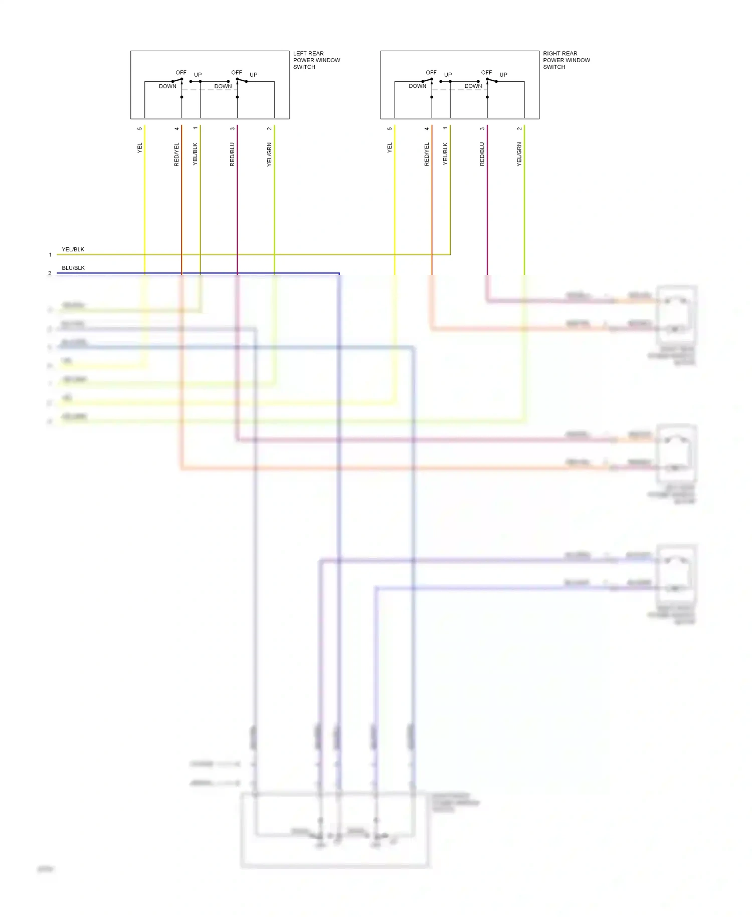 Wiring diagram right front power window switch for Honda Civic IV (1987-1996) (1 of 1)