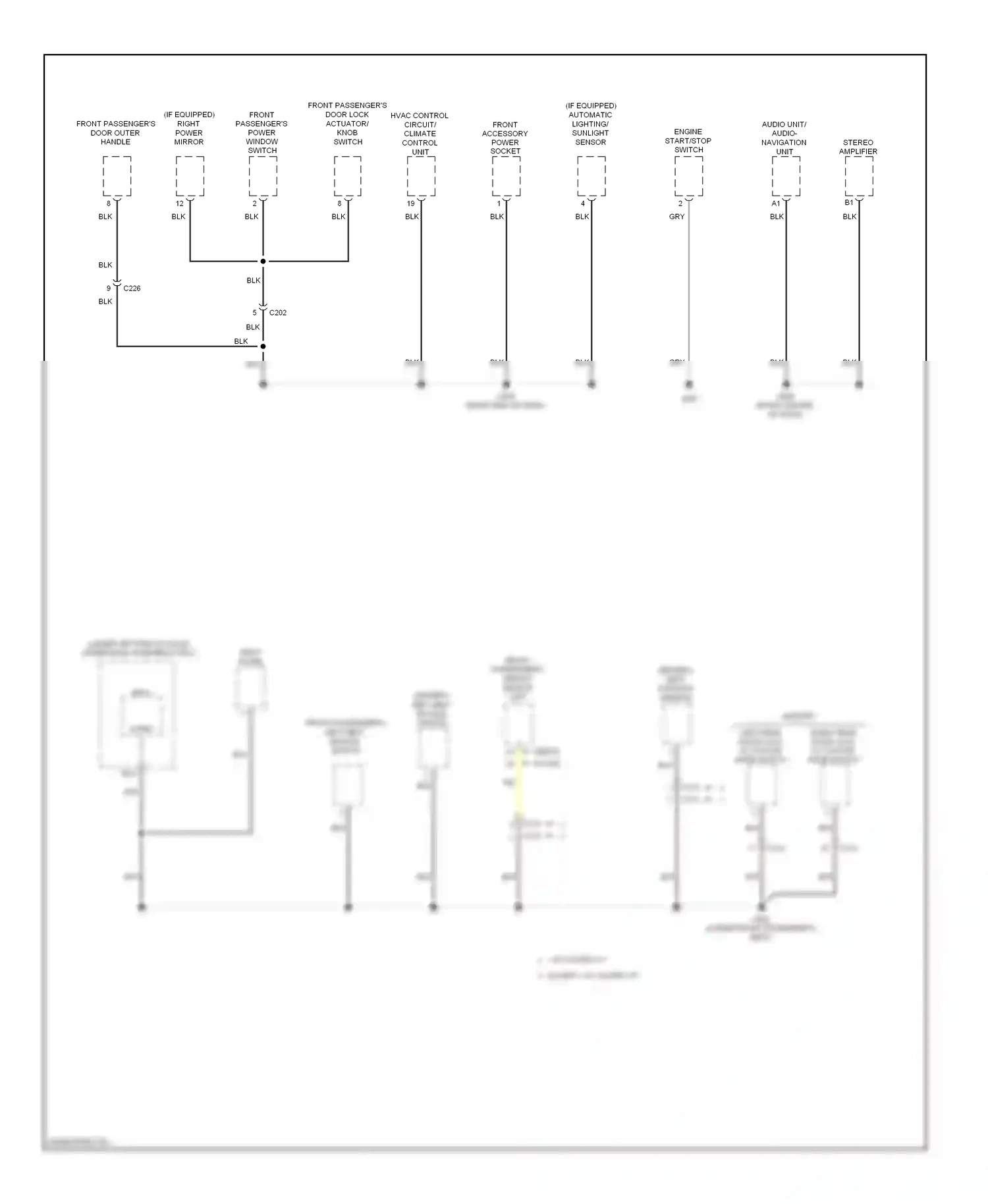 Wiring diagram front passenger's door outer handle for Honda Civic IX facelift (2013-2016) (2 of 3)