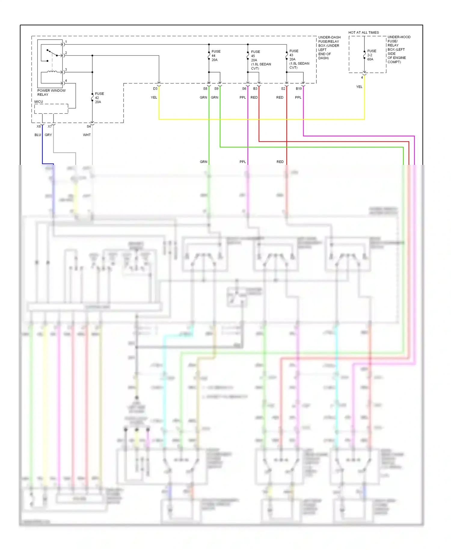 Wiring diagram master switch for Honda Civic IX facelift (2013-2016) (1 of 2)