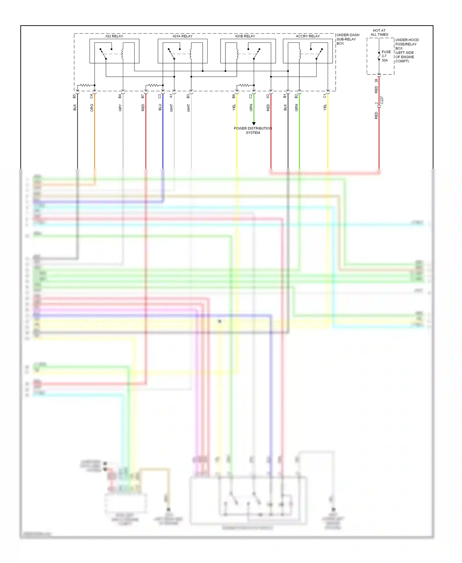 Wiring diagram power distribution system for Honda Civic IX facelift (2013-2016) (2 of 4)