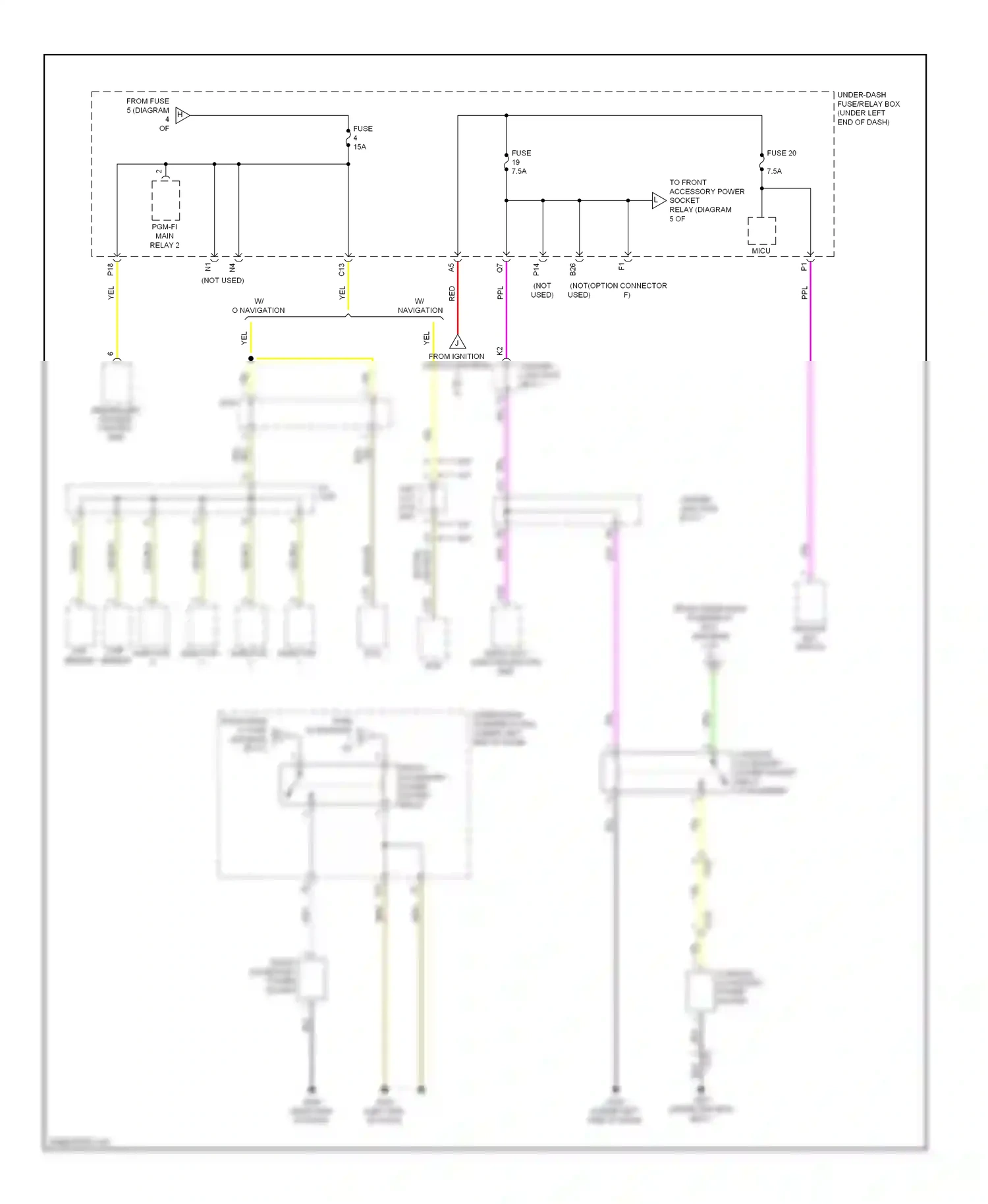 Wiring diagram front accessory power socket relay for Honda Civic IX (2011-2015) (2 of 2)