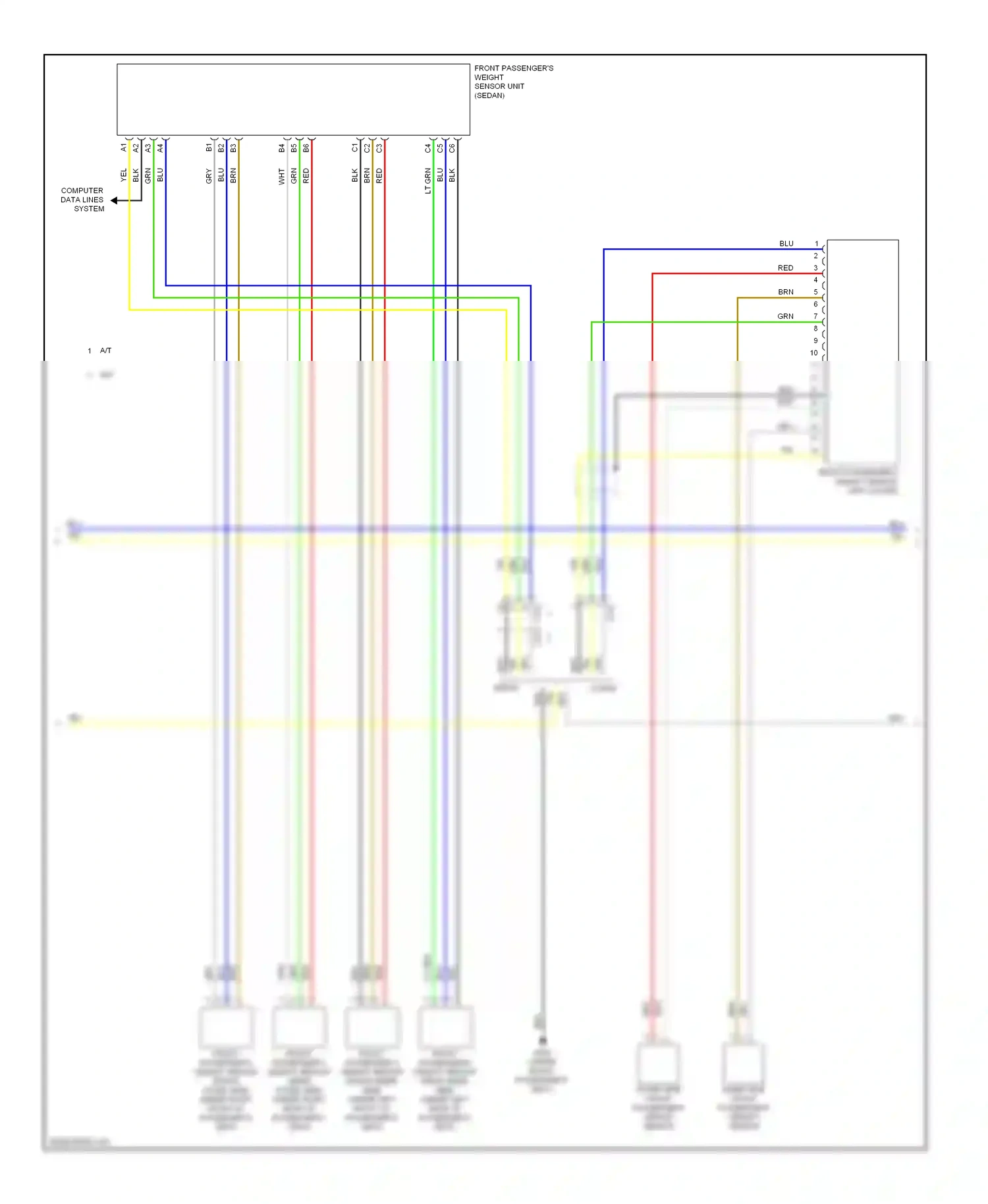 Wiring diagram inner side front passenger's weight sensor for Honda Civic IX (2011-2015) (1 of 1)