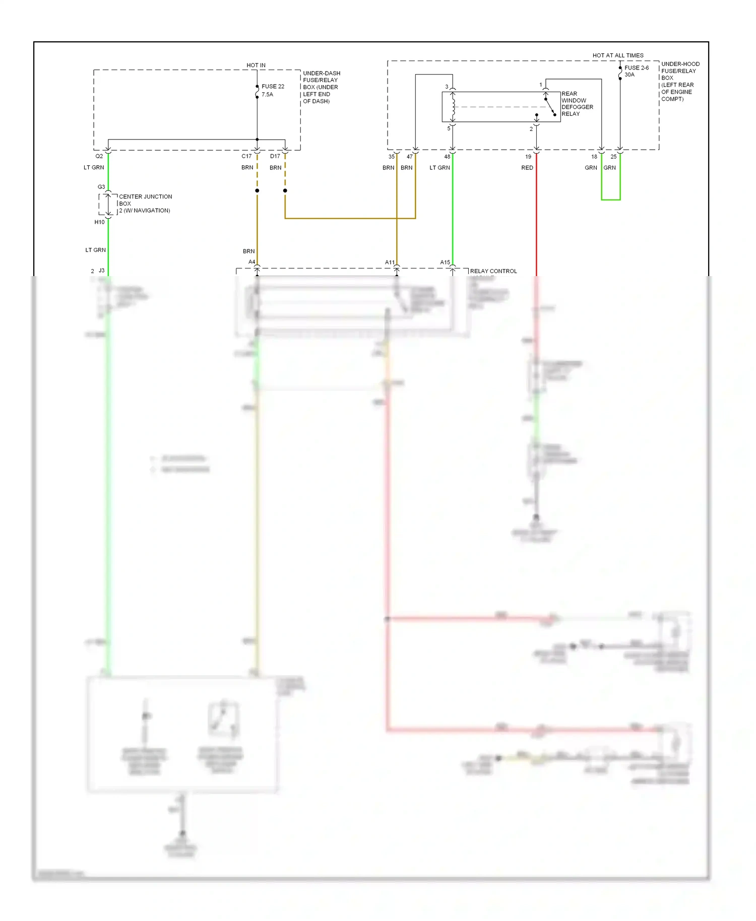 Wiring diagram rear window defogger for Honda Civic IX (2011-2015) (2 of 4)