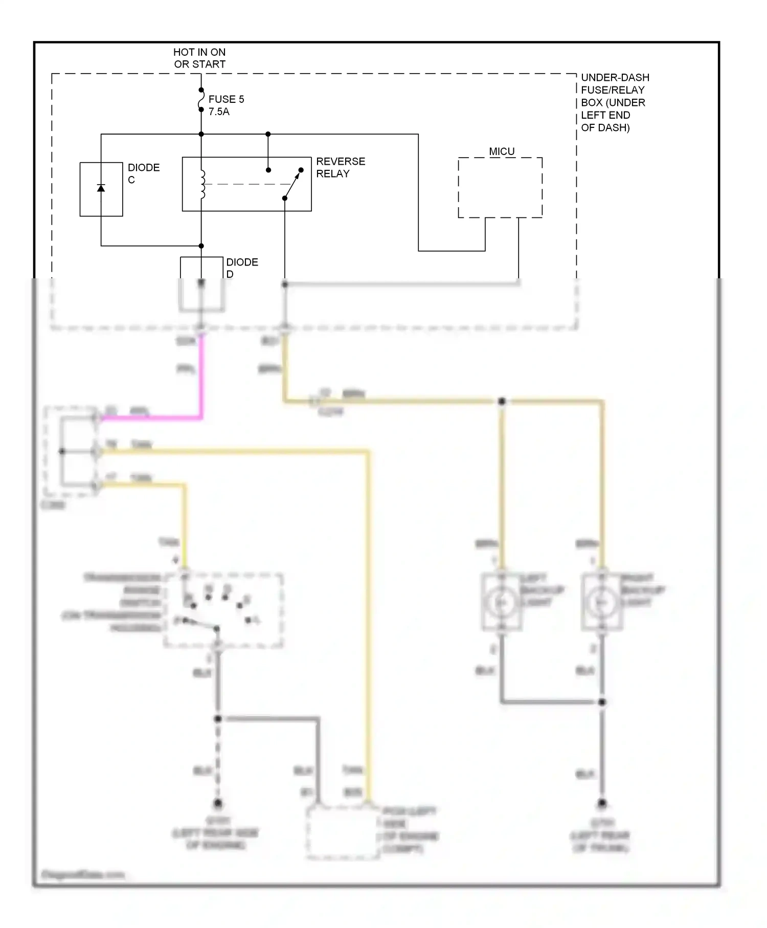 Wiring diagram right backup light for Honda Civic IX (2011-2015) (2 of 5)