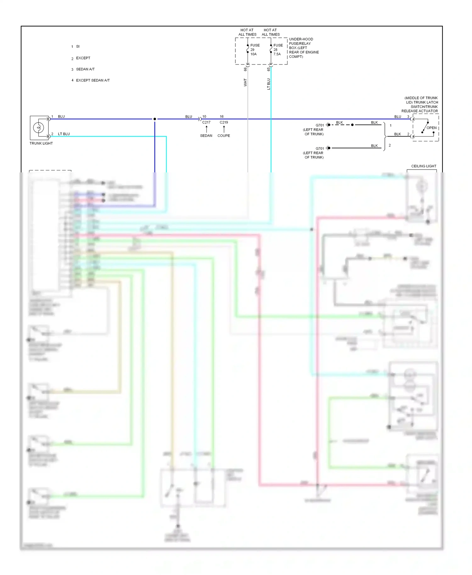 Wiring diagram switch/trunk release actuator for Honda Civic IX (2011-2015) (1 of 1)