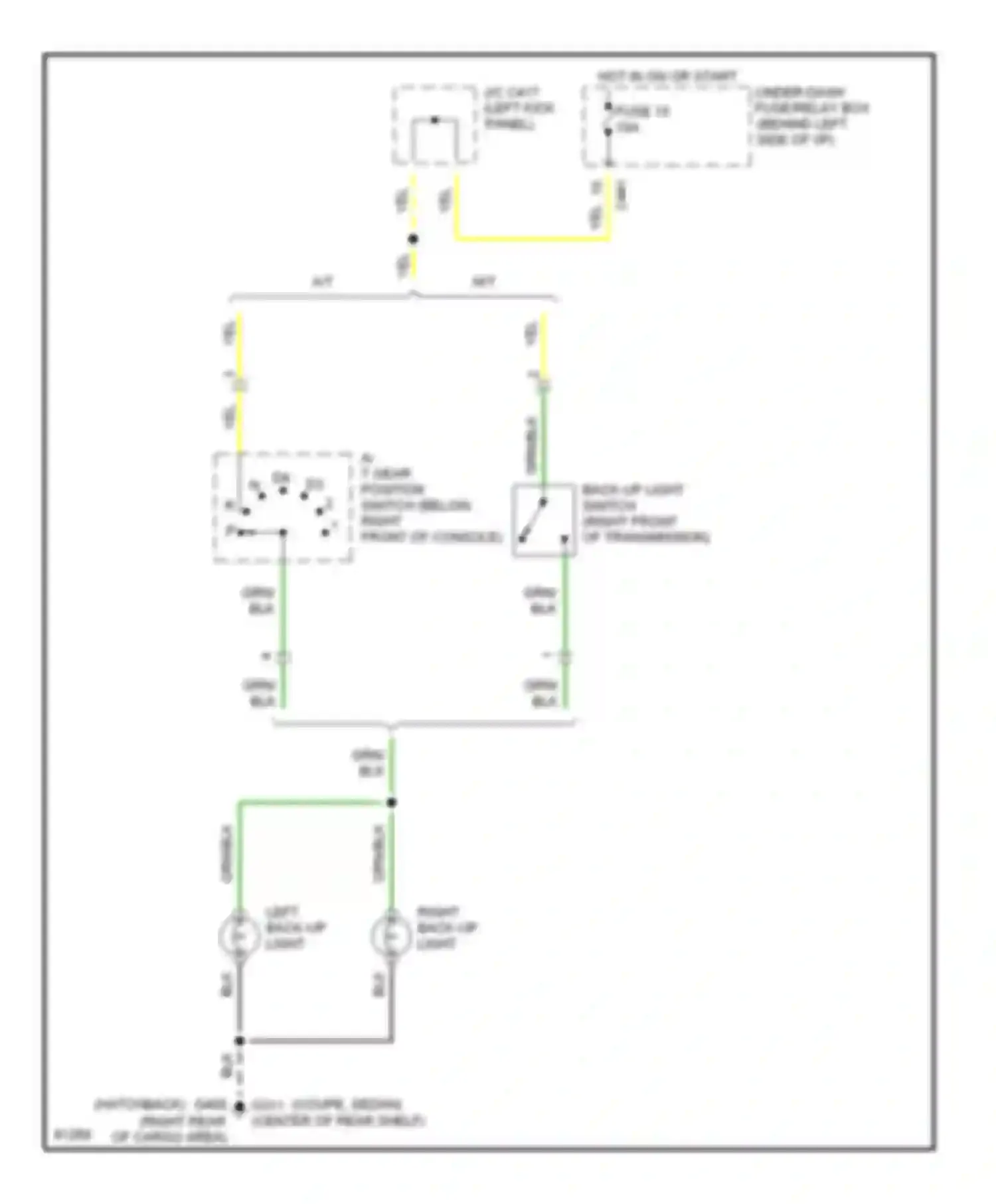 Civic Honda V (1991-1997): Backup lamps circuit