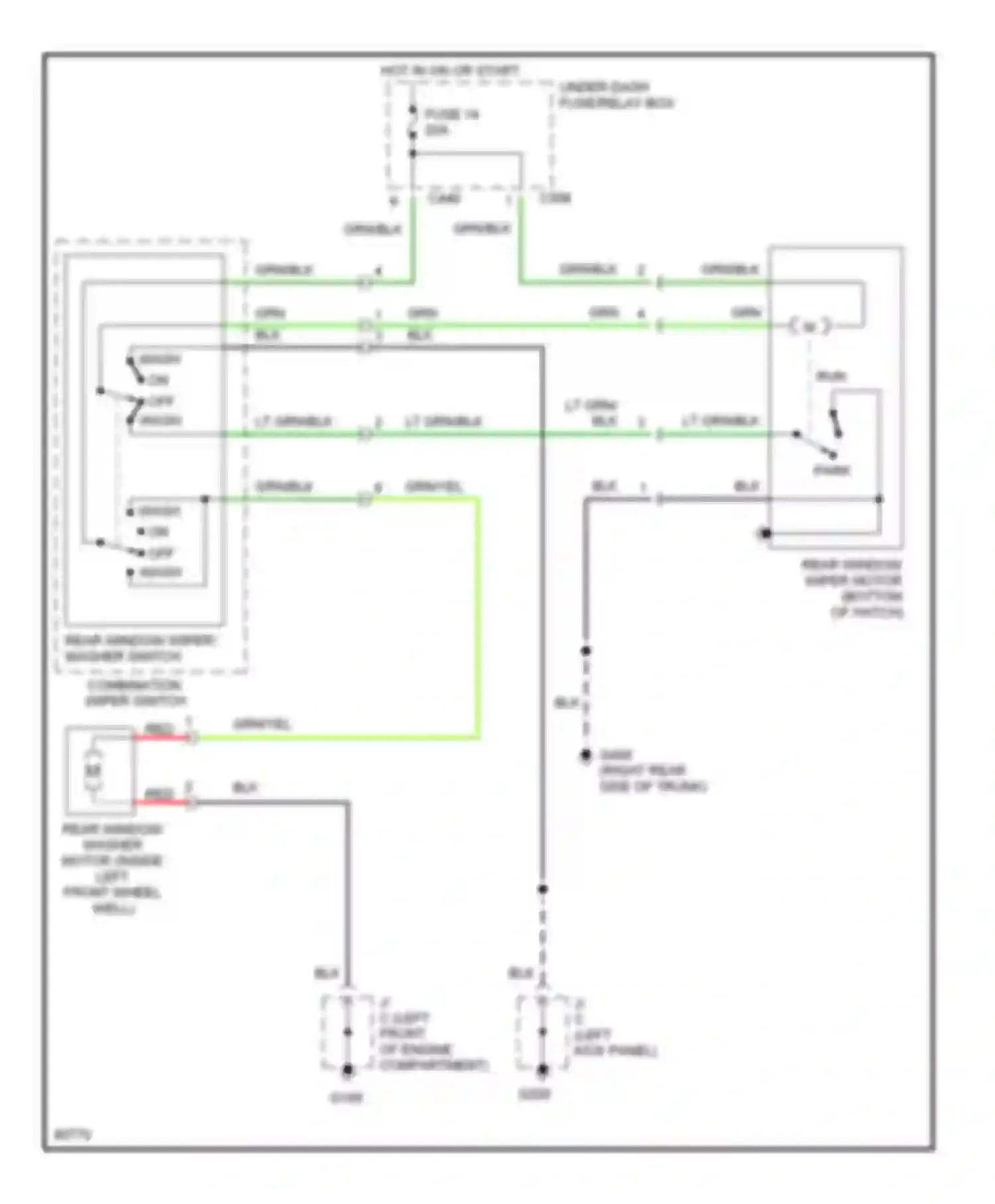 Civic Honda V (1991-1997): Rear wiper/washer circuit