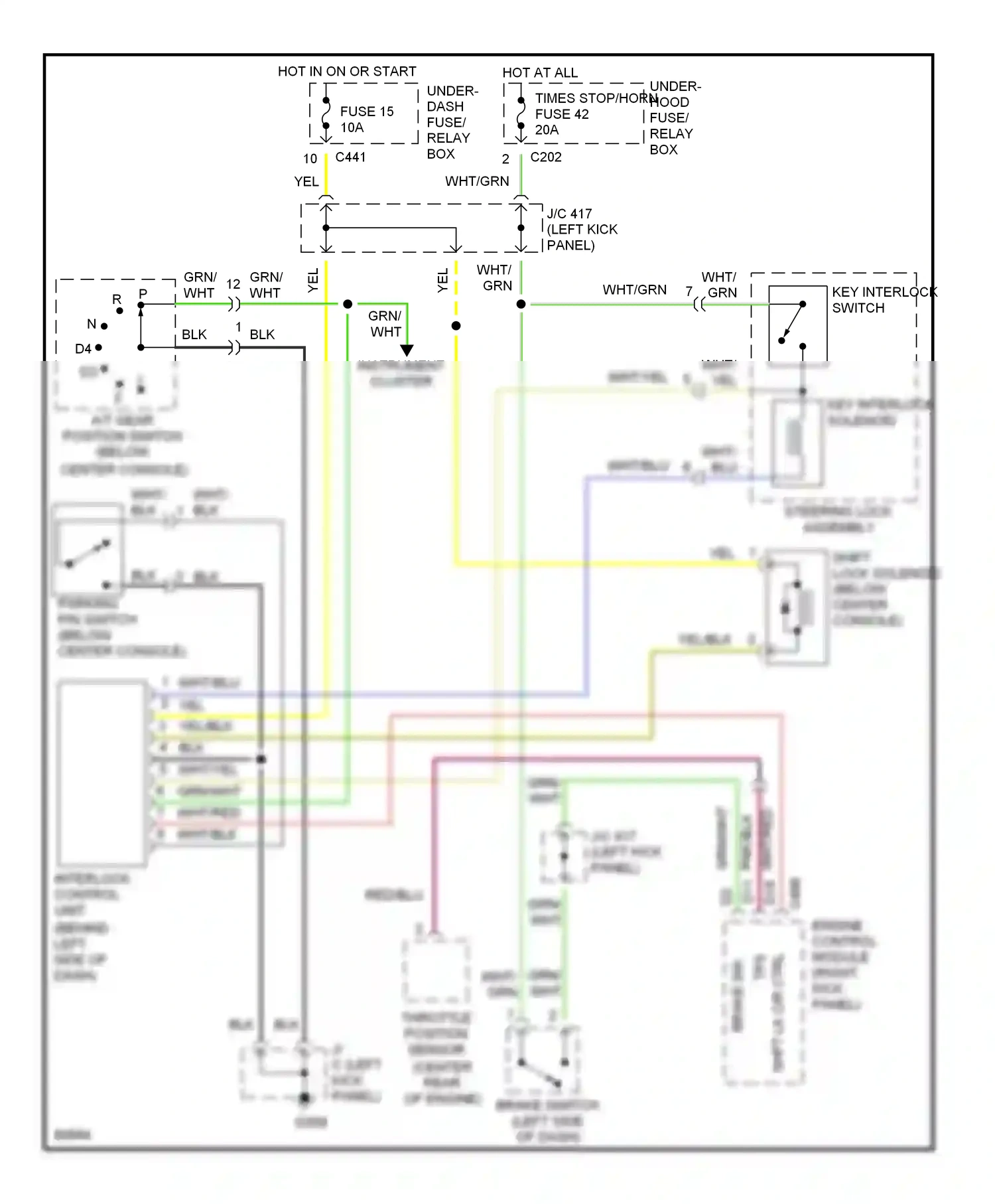Honda Civic V (1991-1997) engine control module (right kick panel) wiring diagram  (2 of 6)