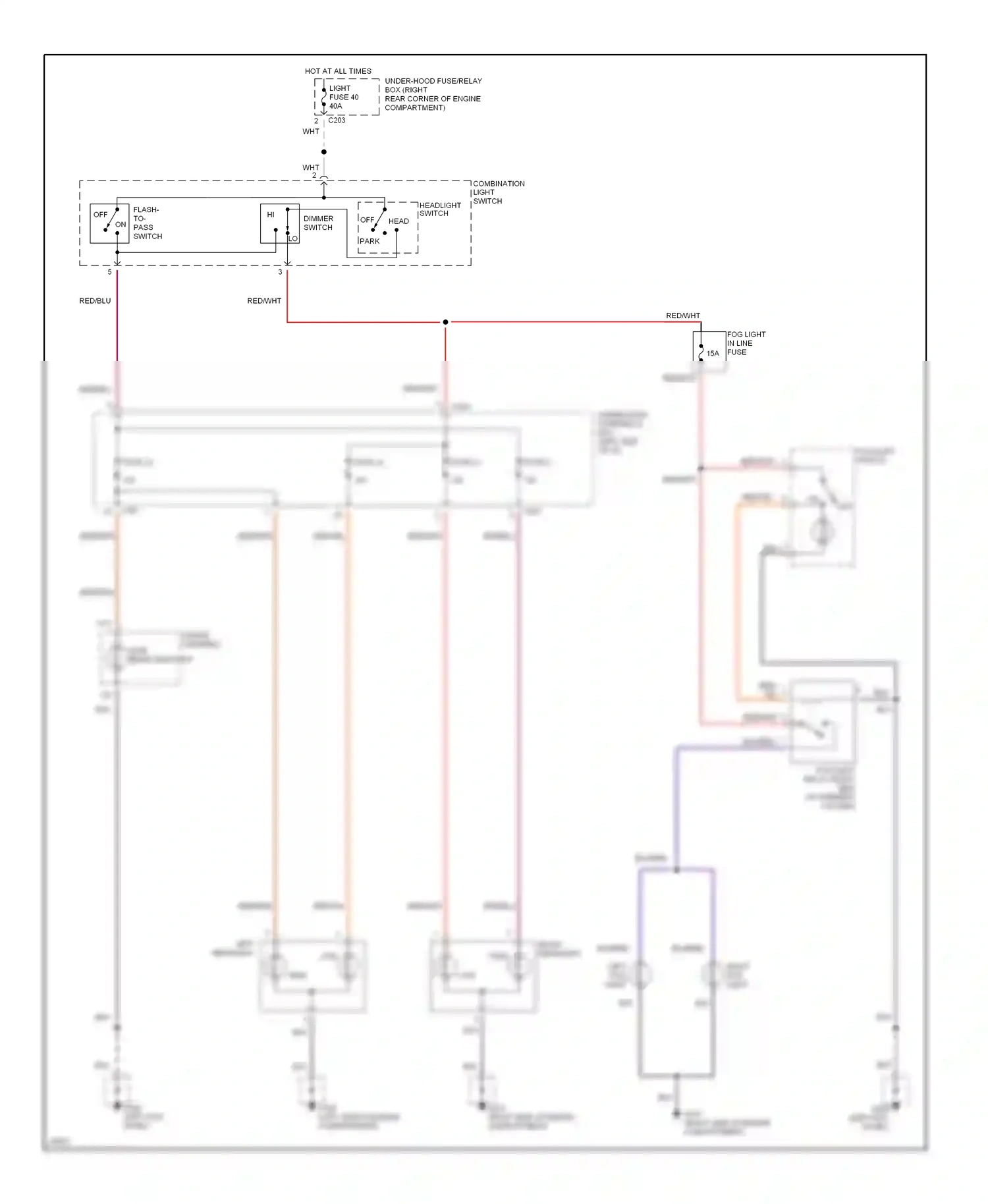 Wiring diagram headlight switch for Honda Civic V (1991-1997) (2 of 2)