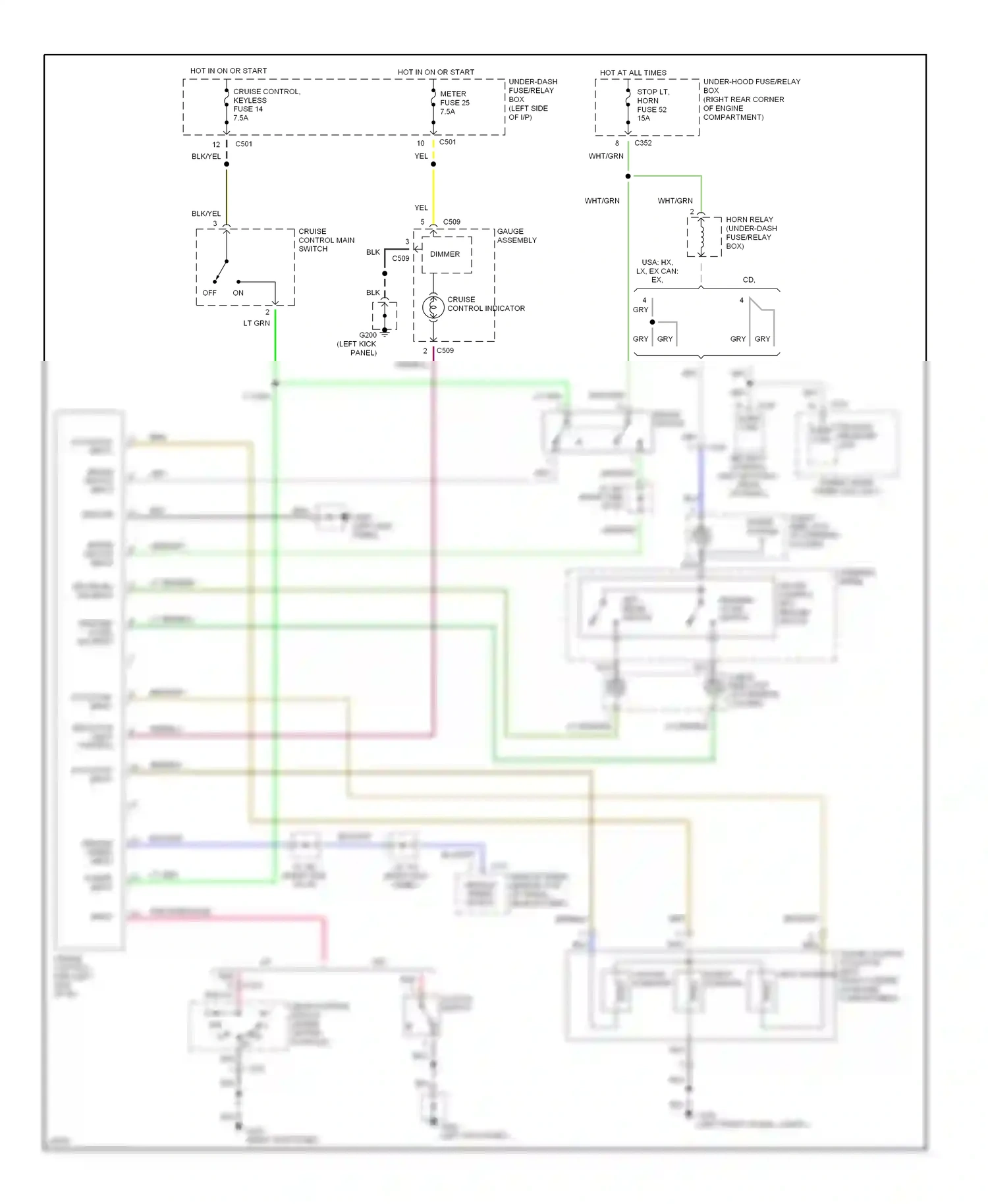 Wiring diagram horn ctrl for Honda Civic V (1991-1997) (1 of 1)