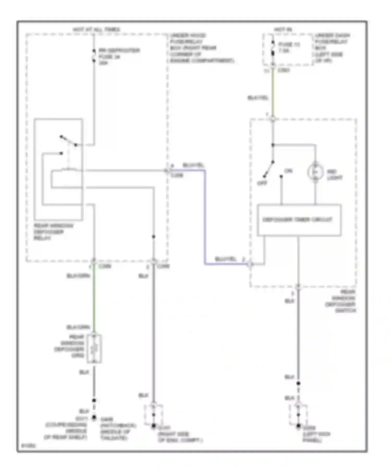 Wiring diagram rear window defogger relay for Honda Civic V (1991-1997) (1 of 4)