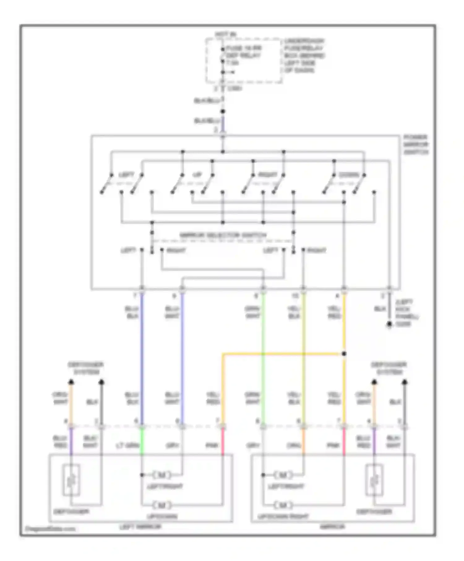 Civic Honda VI (1995-2002): Power mirror circuit, with defogger