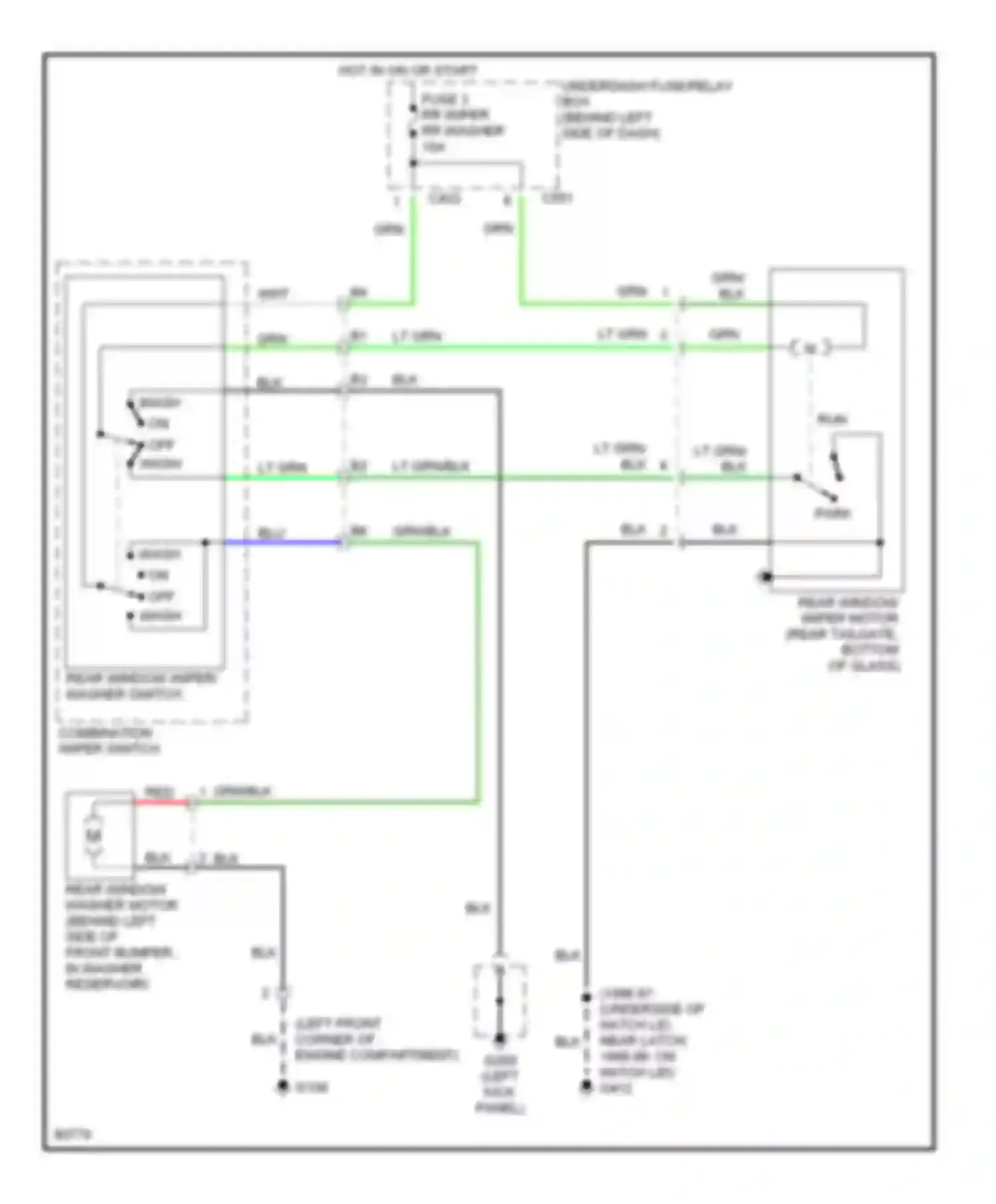 Civic Honda VI (1995-2002): Rear wiper/washer circuit