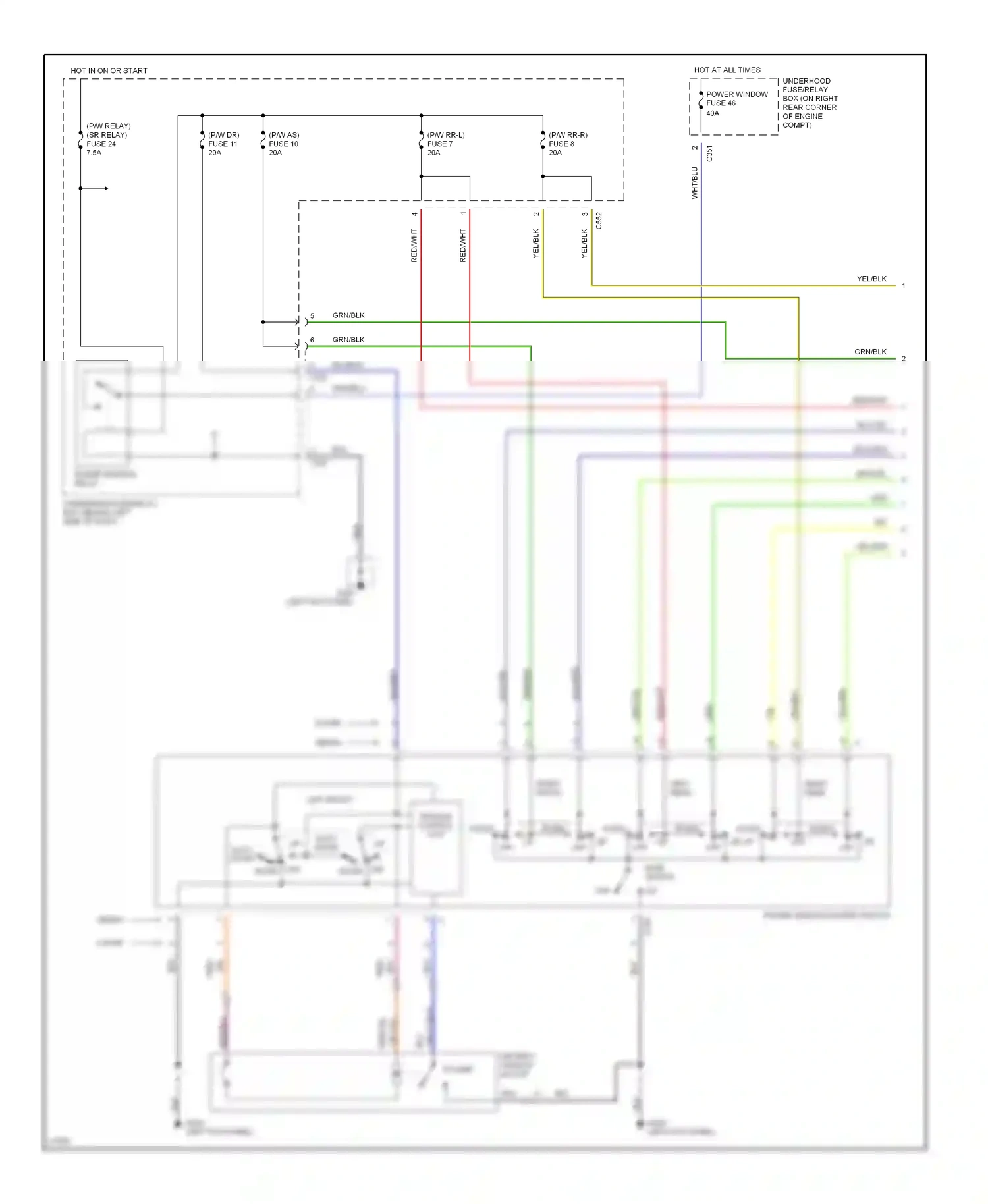 Wiring diagram auto down for Honda Civic VI (1995-2002) (1 of 1)