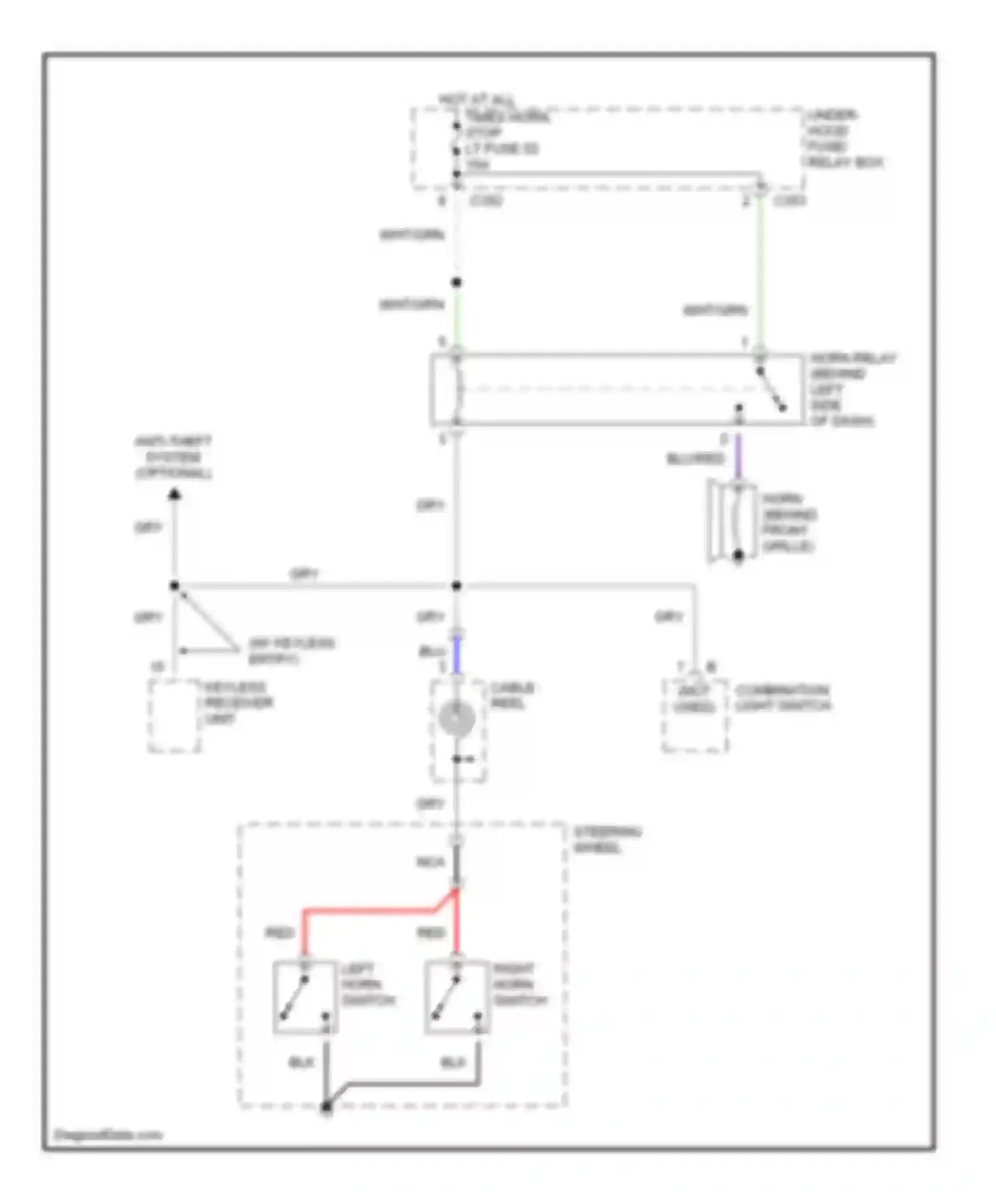 Wiring diagram keyless receiver unit for Honda Civic VI (1995-2002) (1 of 2)
