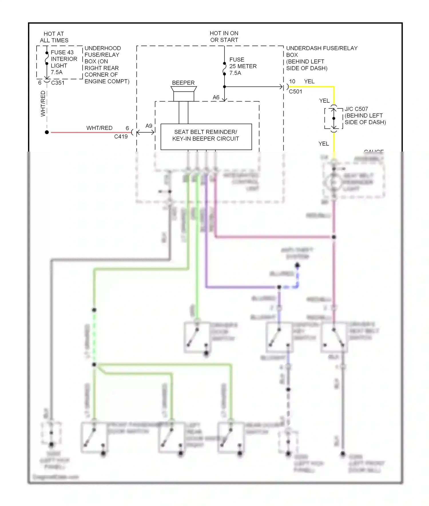 Wiring diagram red/blu for Honda Civic VI (1995-2002) (16 of 16)