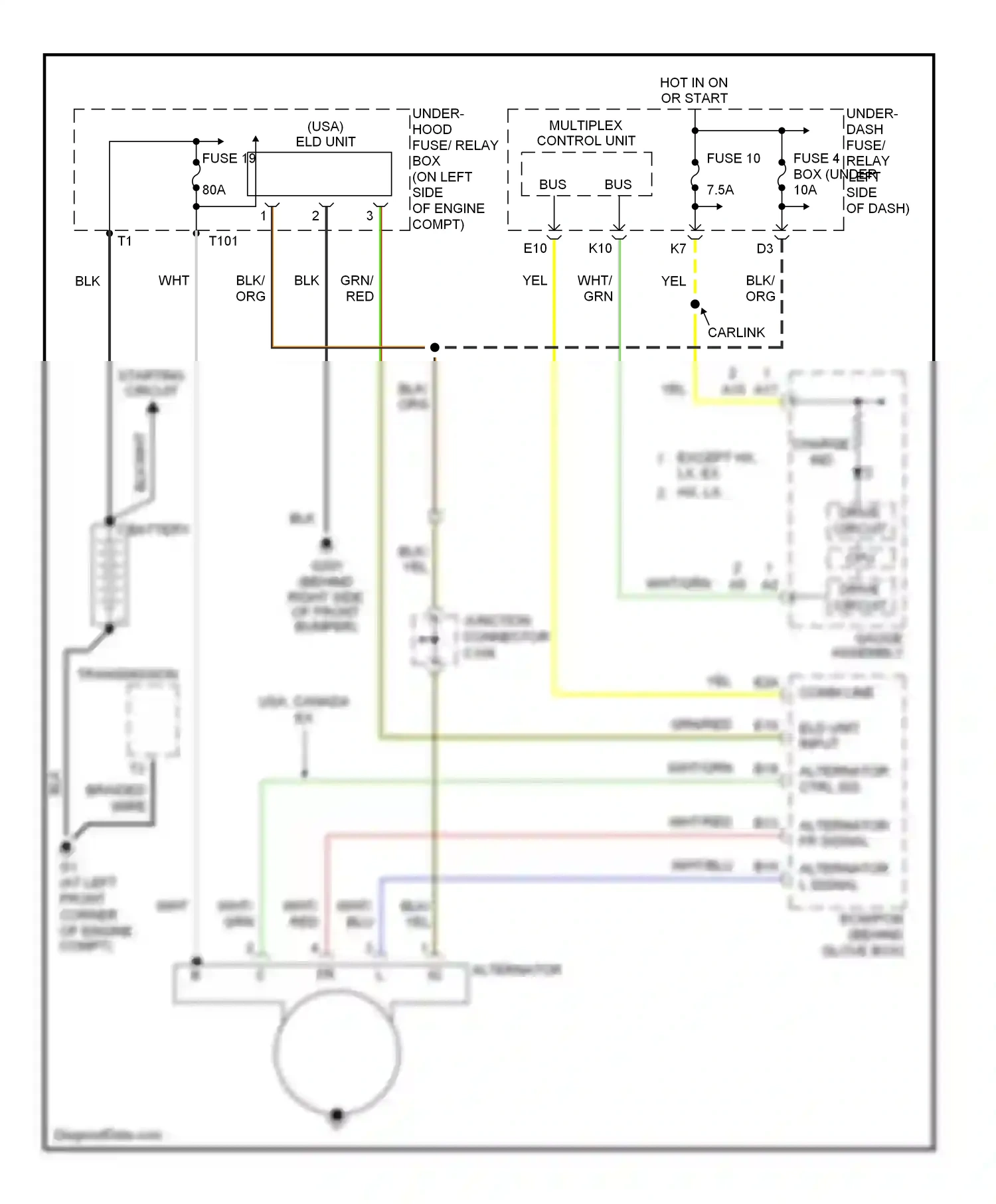 Wiring diagram alternator ctrl sig for Honda Civic VII facelift (2003-2006) (1 of 1)