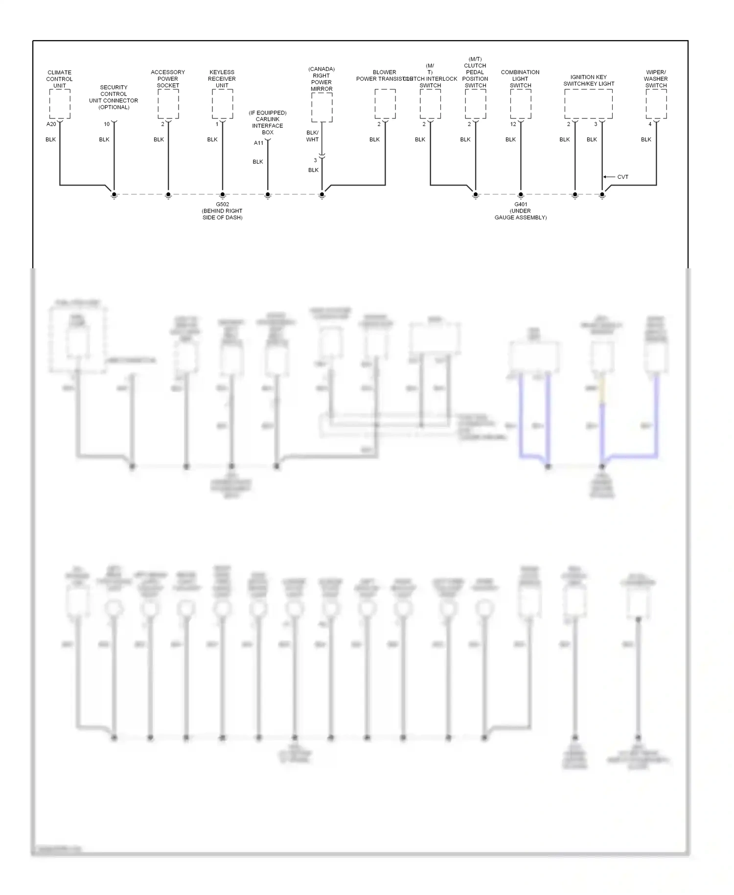 Wiring diagram blower power transistor for Honda Civic VII facelift (2003-2006) (2 of 2)