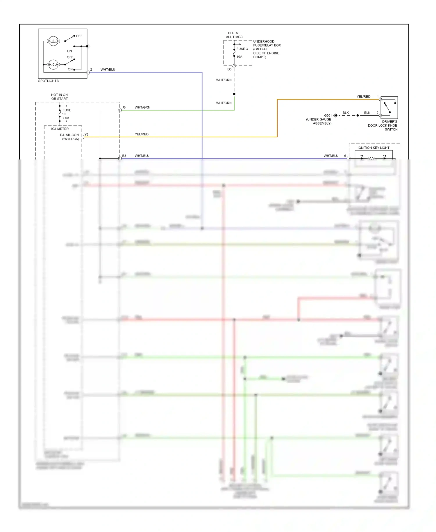 Wiring diagram ceiling light for Honda Civic VII facelift (2003-2006) (2 of 3)