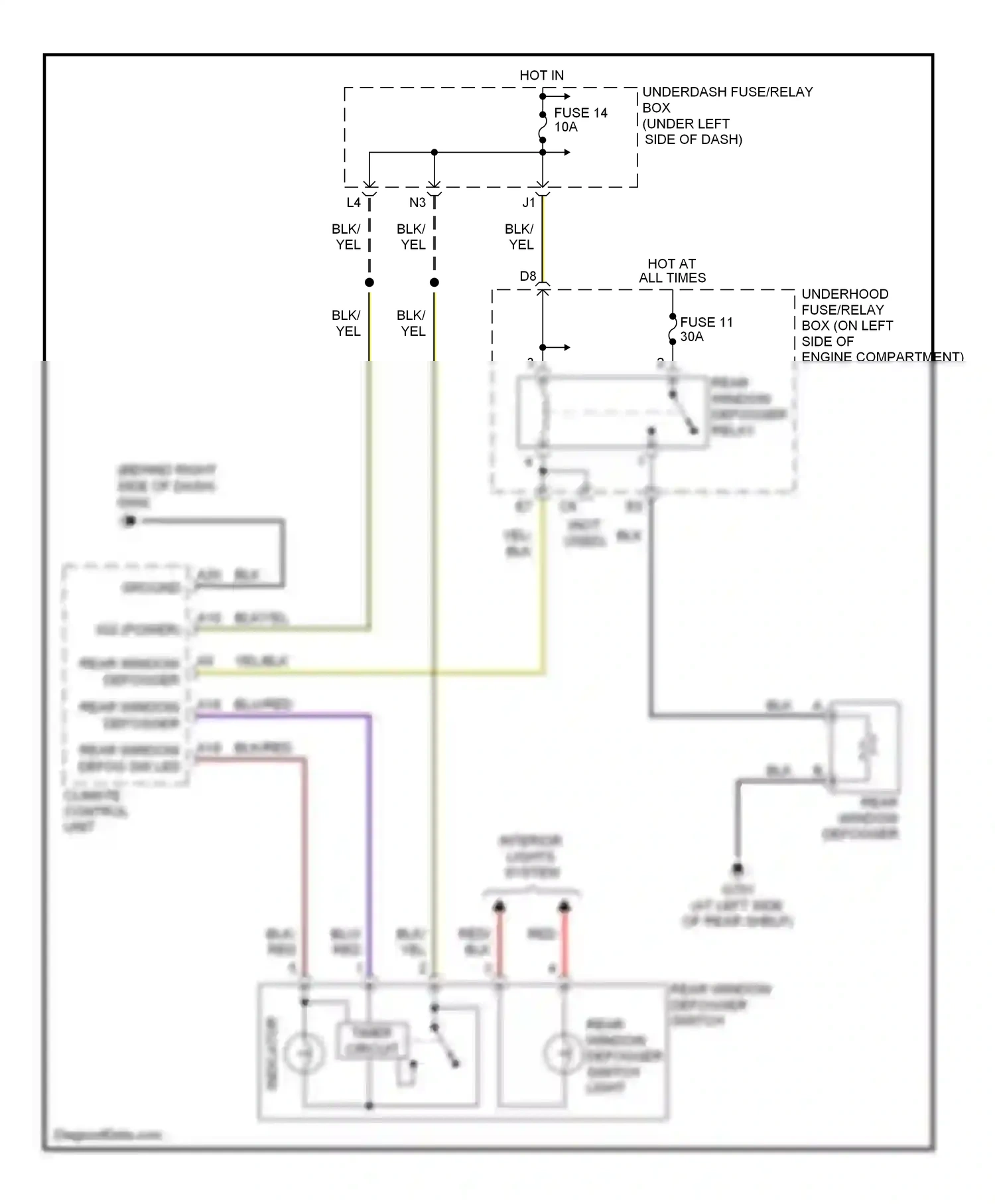 Wiring diagram climate control unit for Honda Civic VII facelift (2003-2006) (7 of 7)