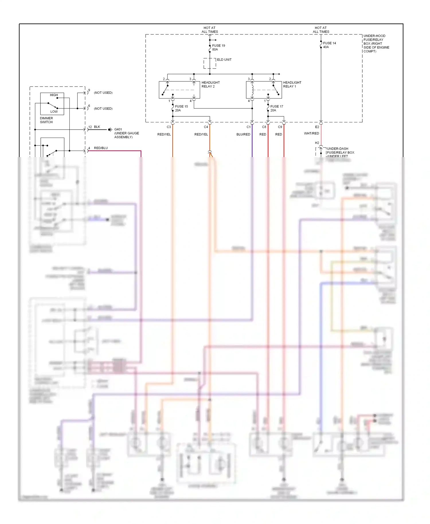 Wiring diagram combination light switch for Honda Civic VII facelift (2003-2006) (9 of 18)