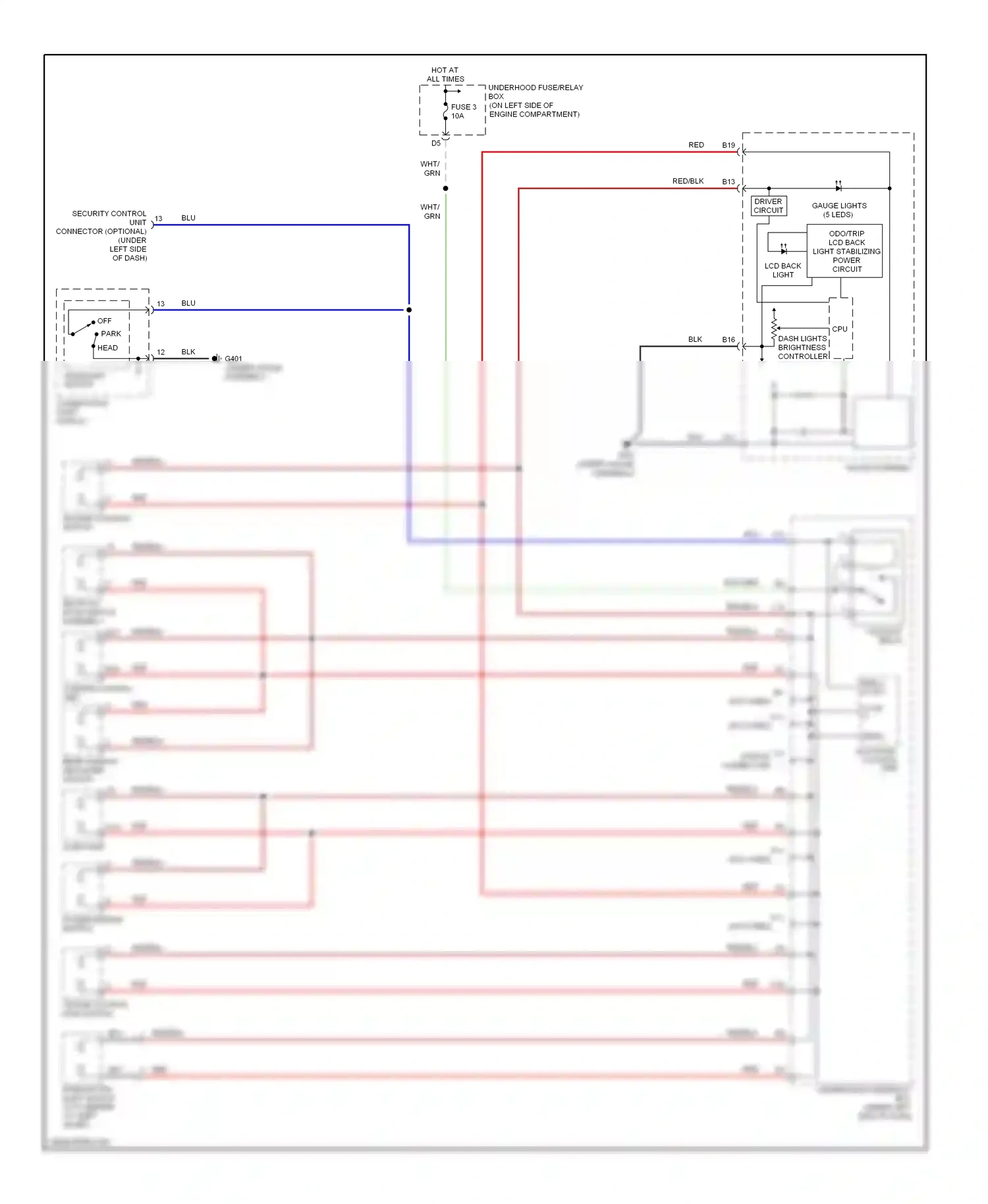 Wiring diagram cruise control main switch for Honda Civic VII facelift (2003-2006) (5 of 7)
