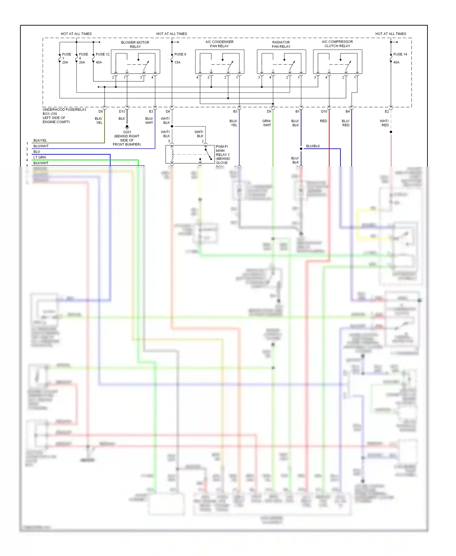 Wiring diagram engine controls system for Honda Civic VII facelift (2003-2006) (1 of 7)