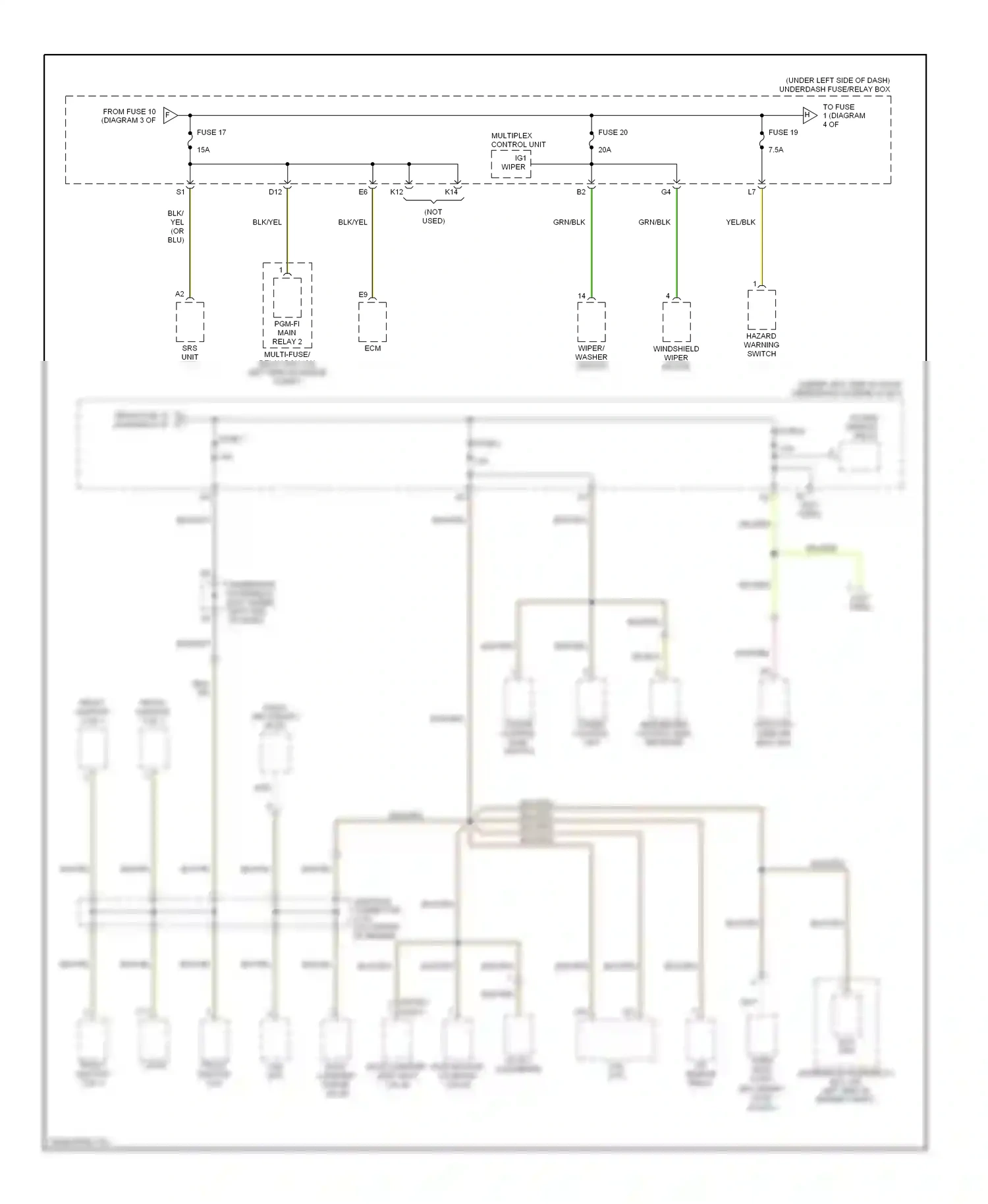 Wiring diagram front ignition coil 2 ecm for Honda Civic VII facelift (2003-2006) (1 of 1)