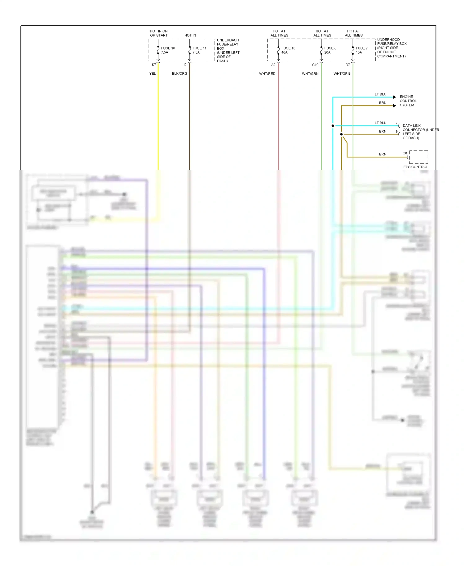 Wiring diagram fuse 7 for Honda Civic VII facelift (2003-2006) (2 of 21)