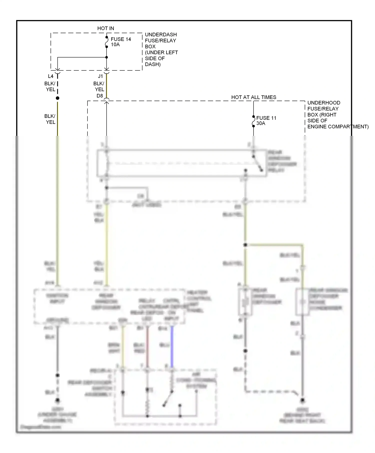 Wiring diagram heater control unit- panel for Honda Civic VII facelift (2003-2006) (1 of 1)