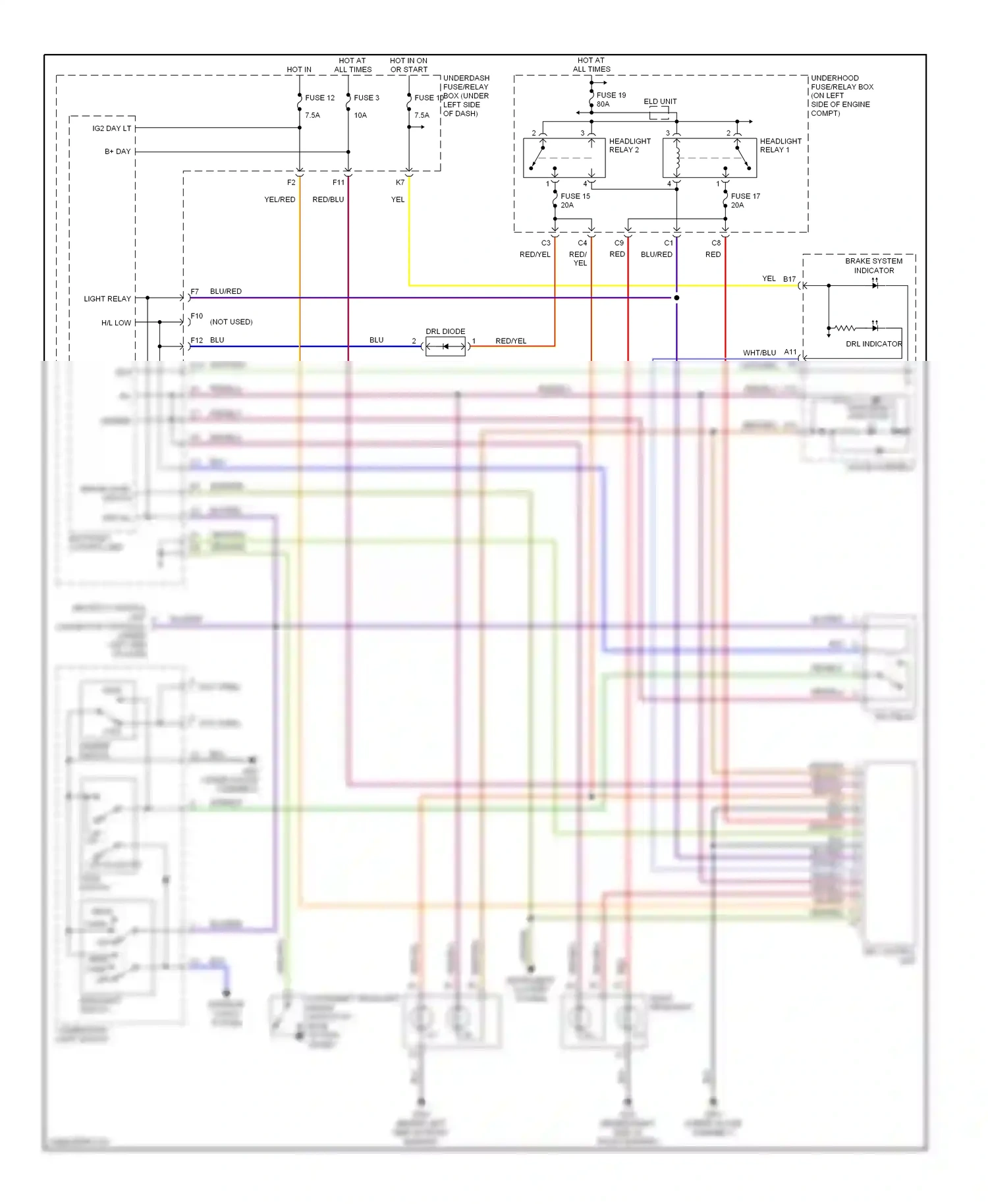 Wiring diagram high beam indicator for Honda Civic VII facelift (2003-2006) (1 of 6)