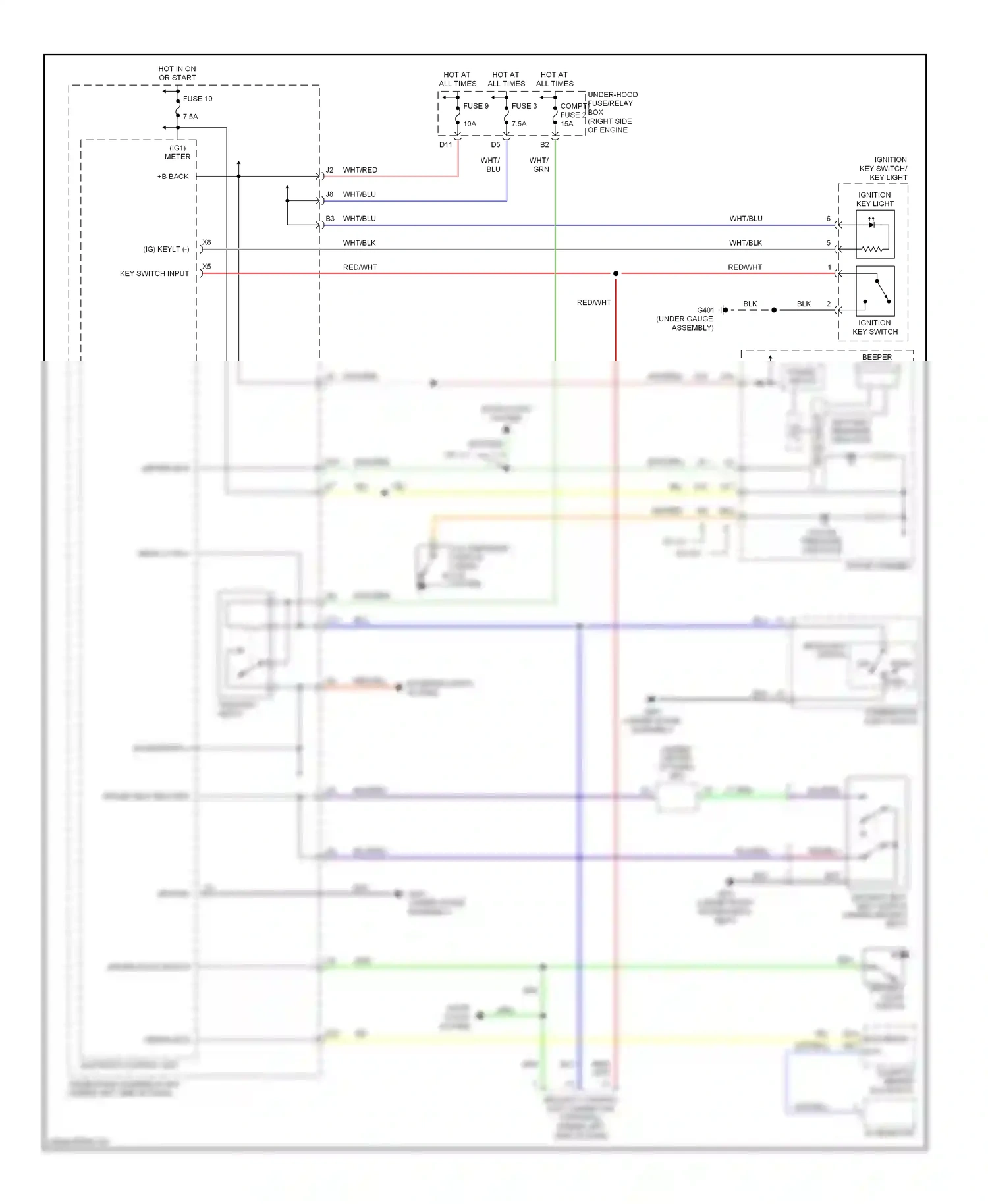Wiring diagram ignition key light for Honda Civic VII facelift (2003-2006) (8 of 9)