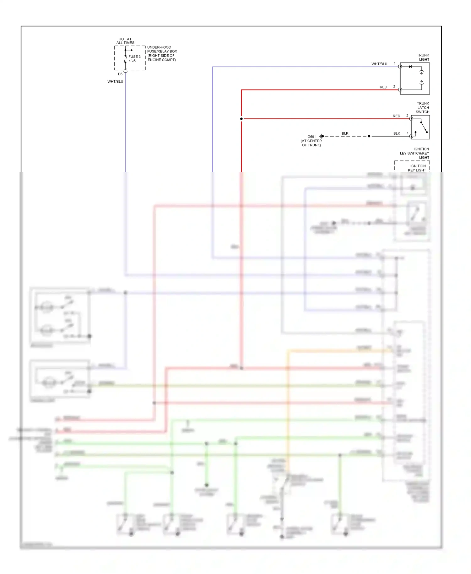 Wiring diagram ignition ley switch/key light for Honda Civic VII facelift (2003-2006) (1 of 1)