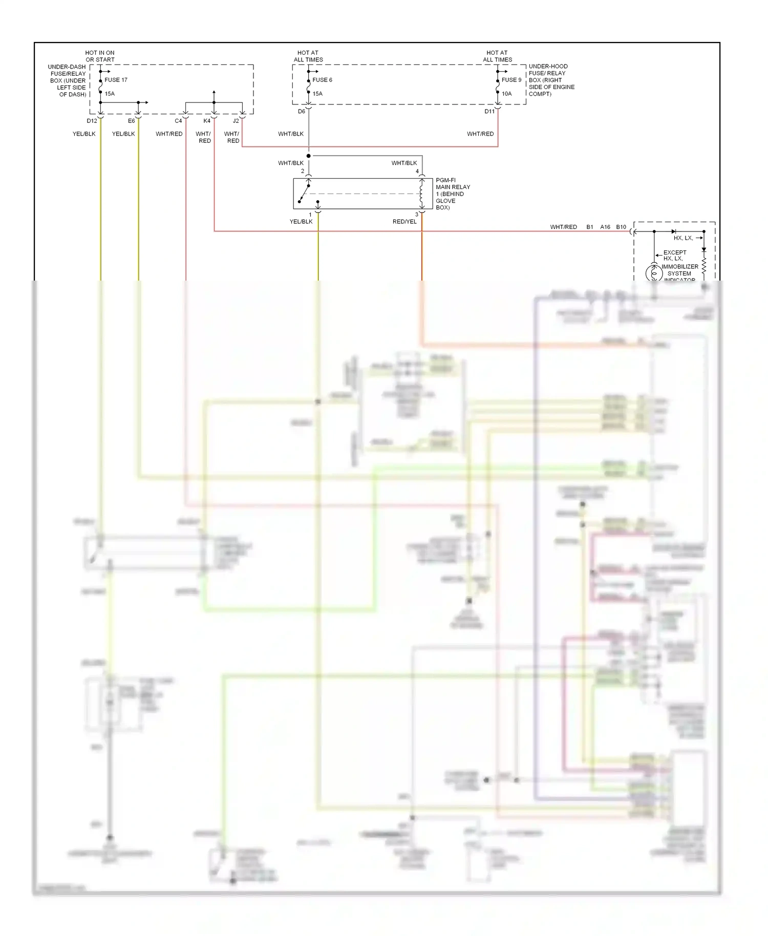 Wiring diagram immobilizer system indicator for Honda Civic VII facelift (2003-2006) (1 of 7)