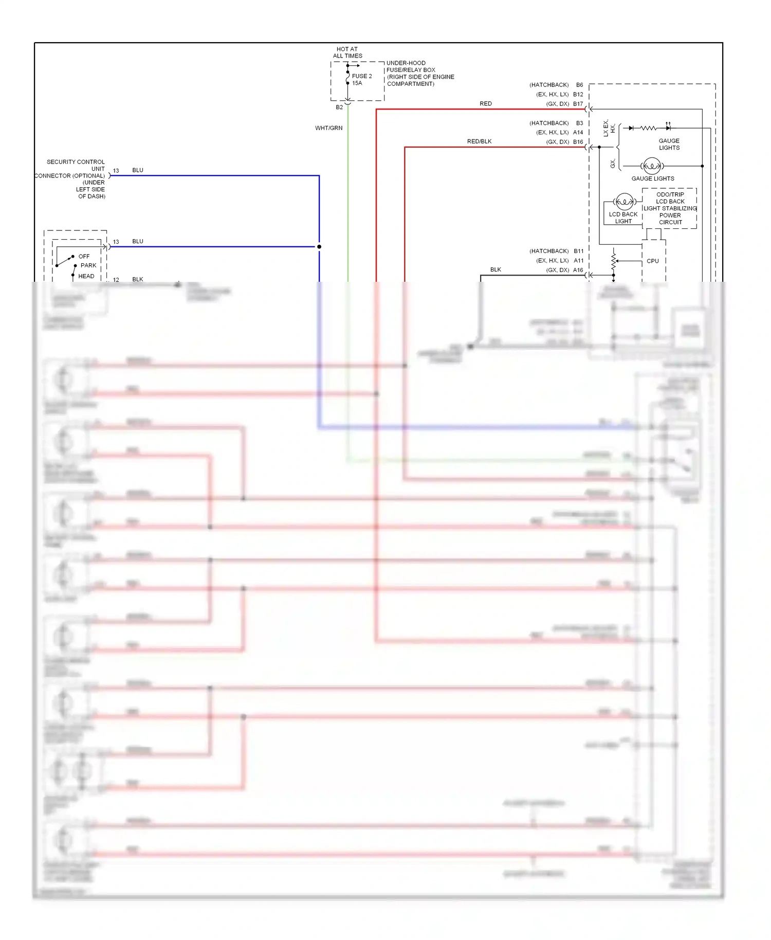 Wiring diagram red for Honda Civic VII facelift (2003-2006) (85 of 125)