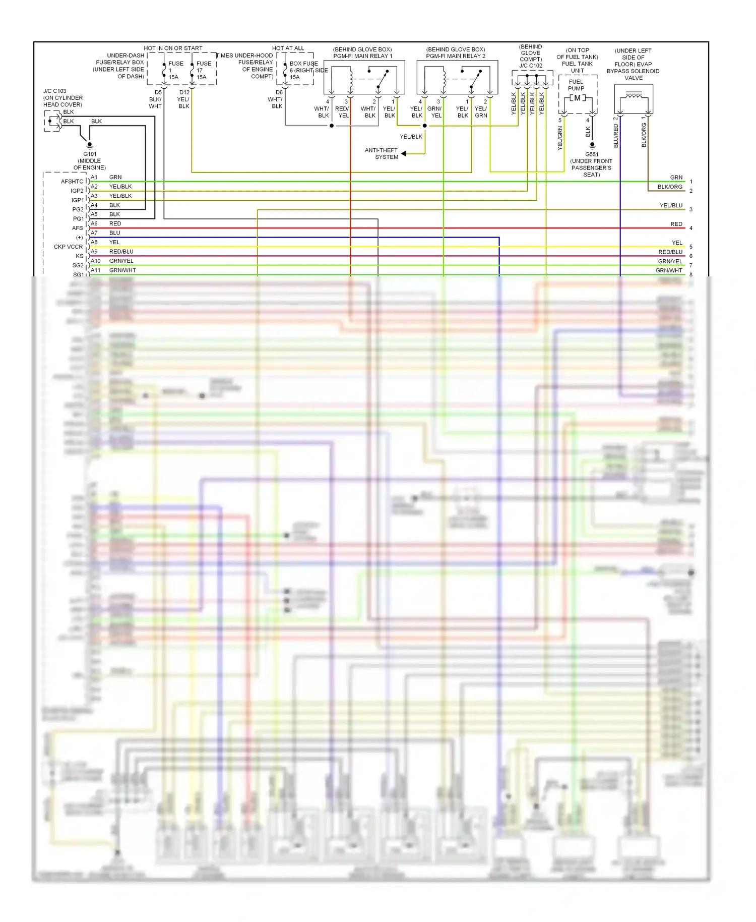 Wiring diagram red/blu for Honda Civic VII facelift (2003-2006) (38 of 59)