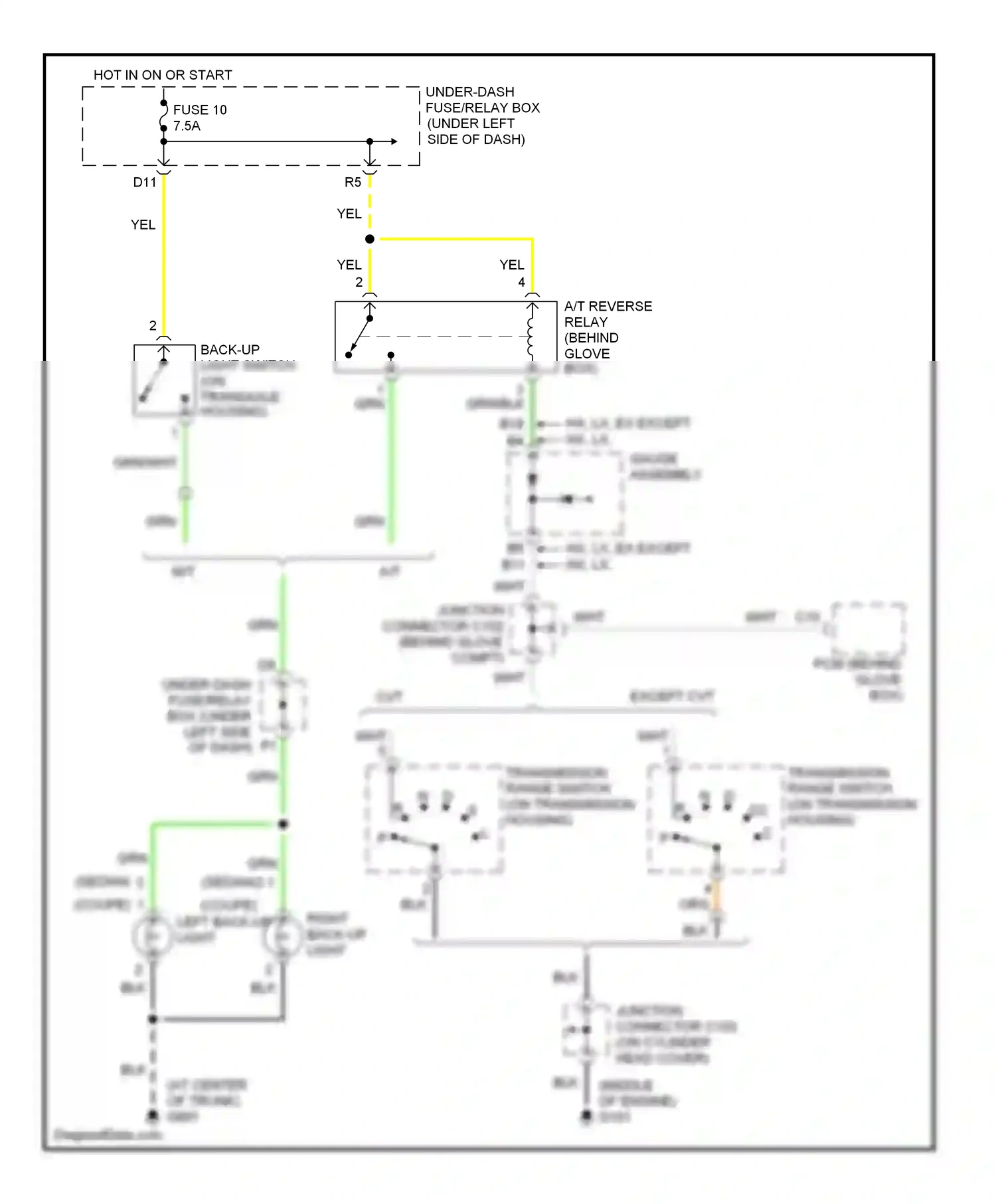 Wiring diagram right back-up light left back-up light for Honda Civic VII facelift (2003-2006) (1 of 2)