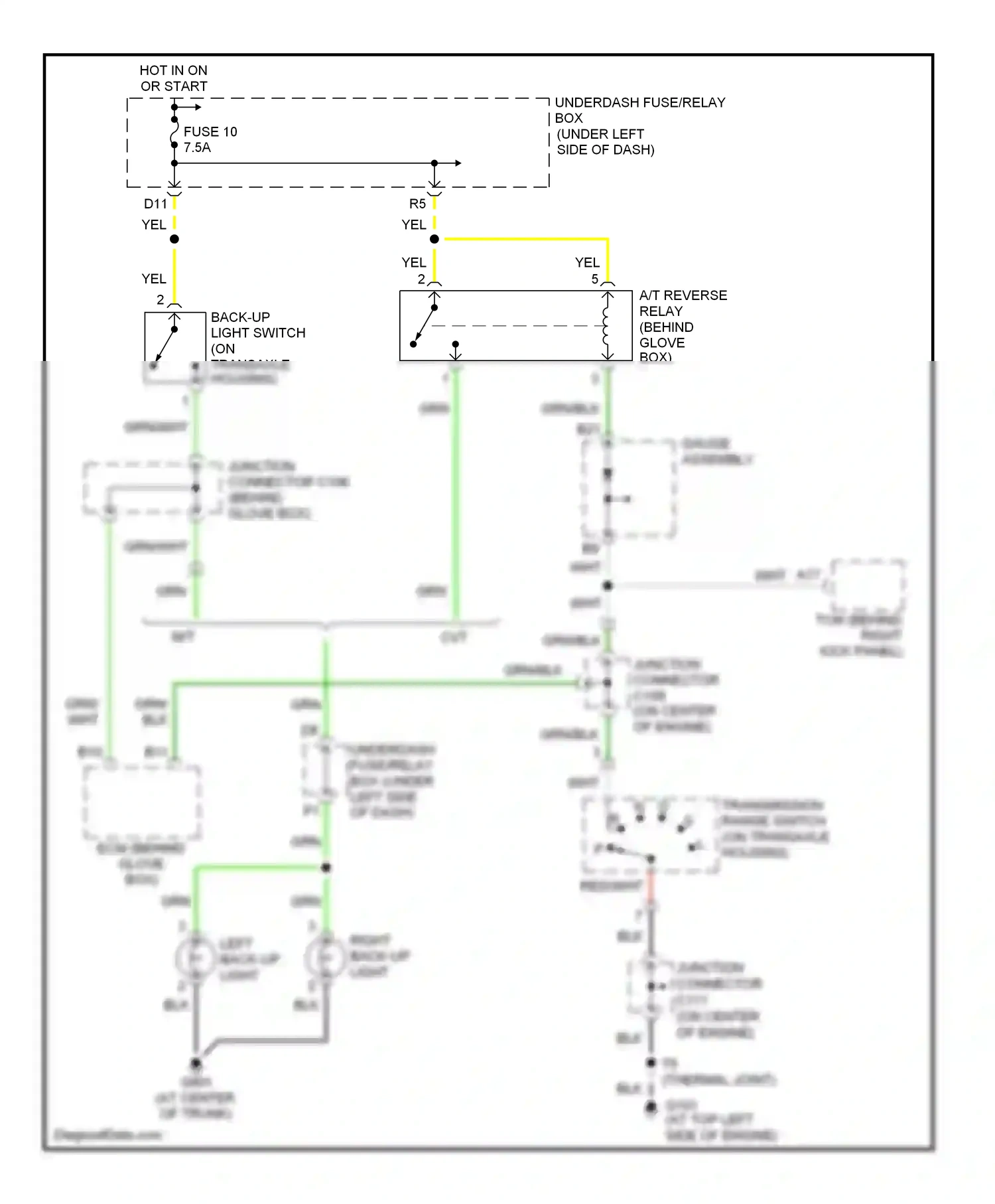 Wiring diagram right back-up light for Honda Civic VII facelift (2003-2006) (2 of 3)