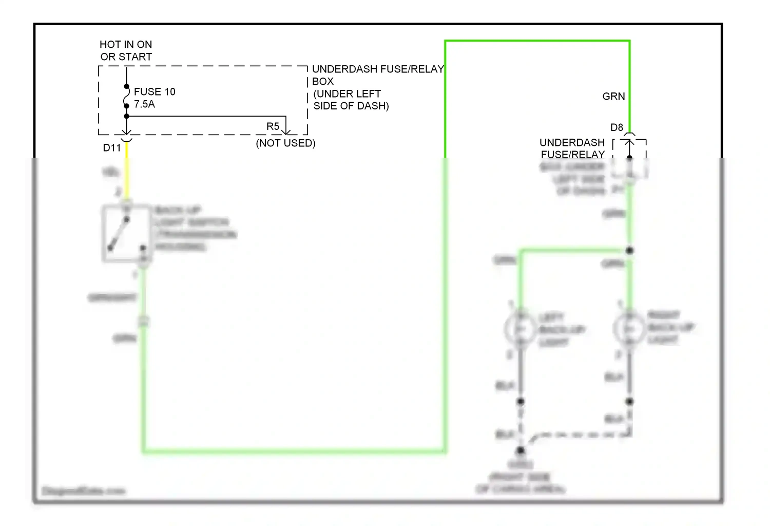 Wiring diagram right back-up light for Honda Civic VII facelift (2003-2006) (1 of 3)