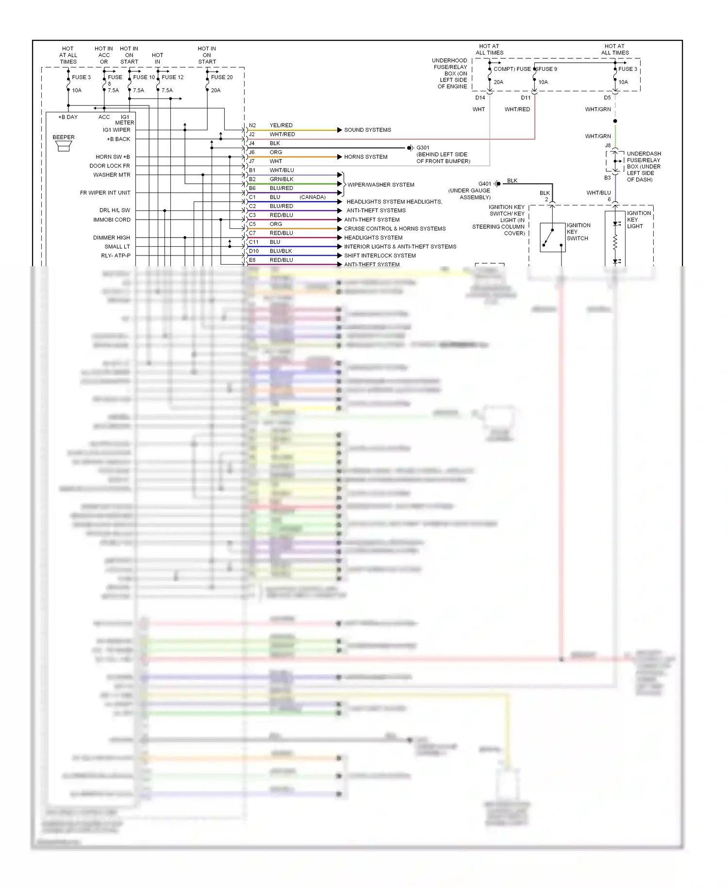 Wiring diagram shift interlock system for Honda Civic VII facelift (2003-2006) (3 of 3)
