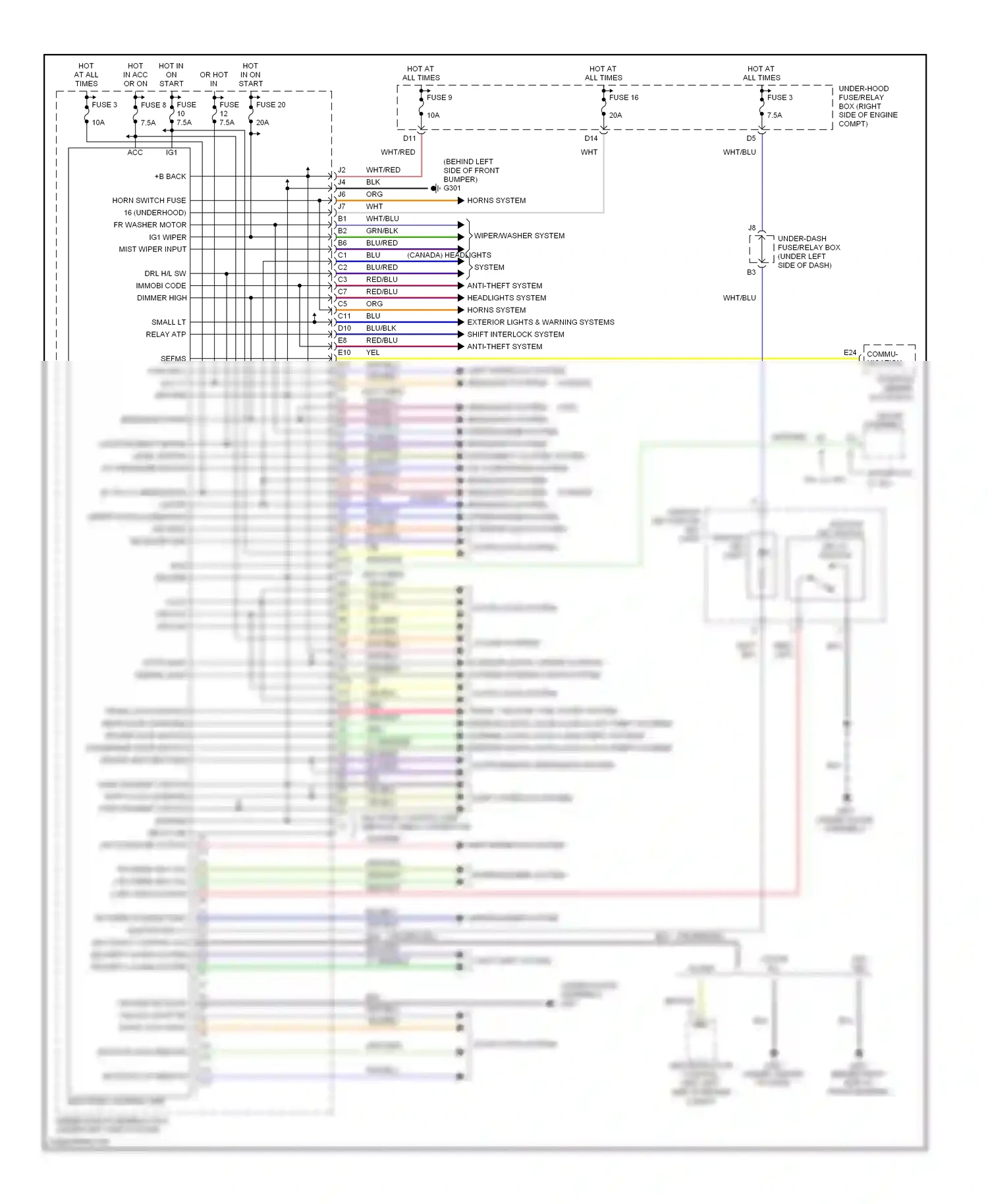 Wiring diagram shift interlock system for Honda Civic VII facelift (2003-2006) (1 of 3)