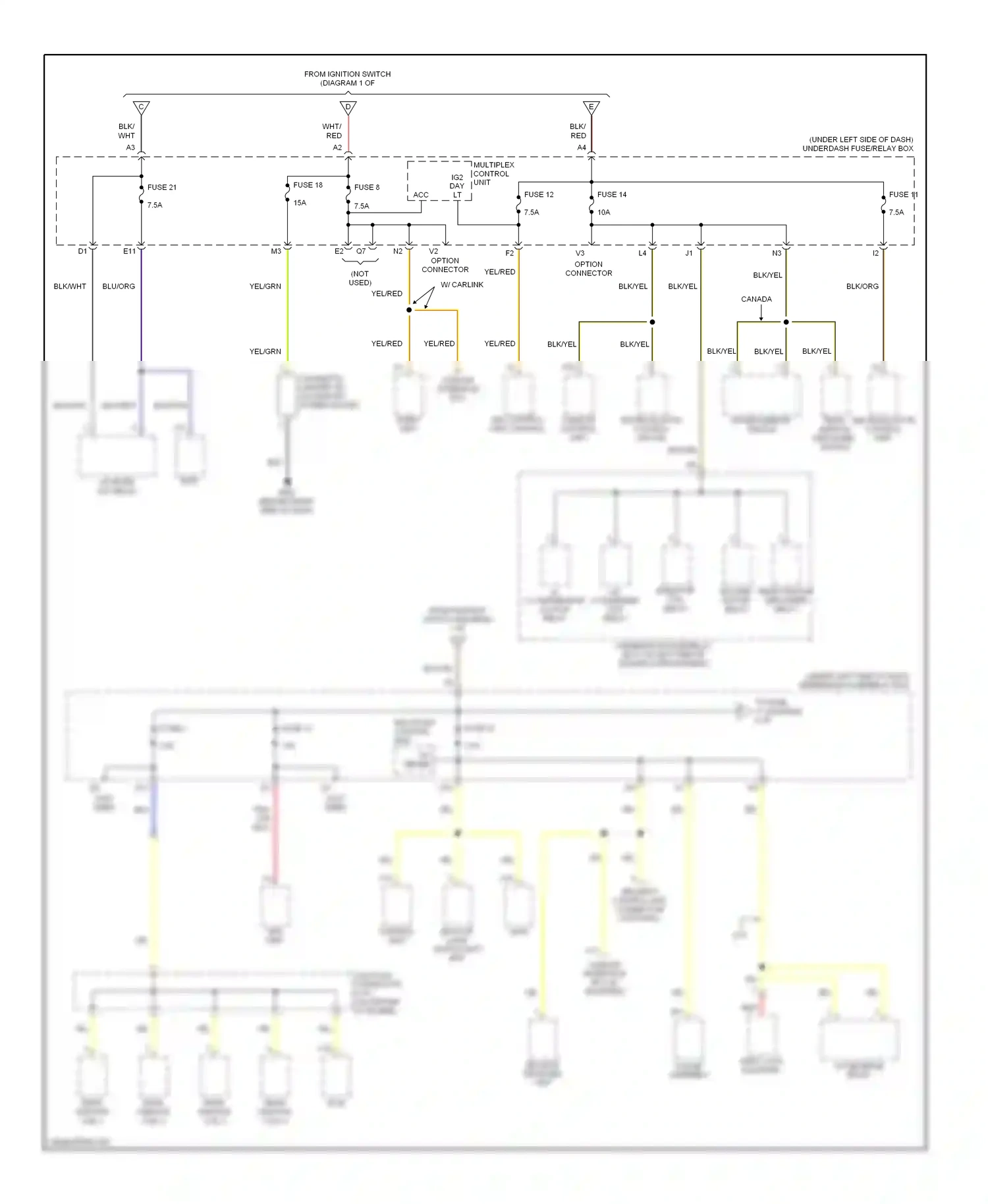 Wiring diagram srs unit for Honda Civic VII facelift (2003-2006) (4 of 5)