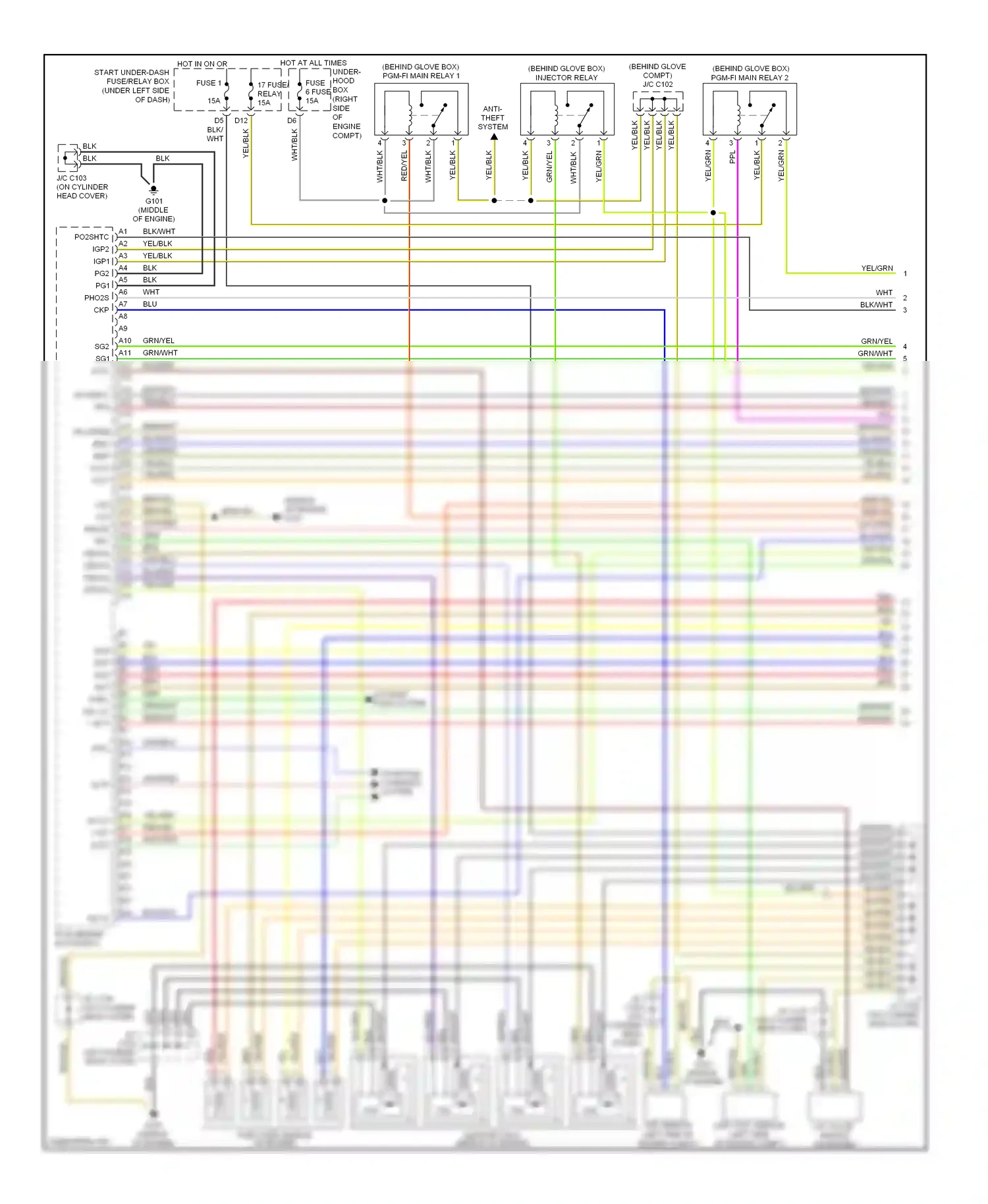 Wiring diagram starting/ charging system for Honda Civic VII facelift (2003-2006) (5 of 10)
