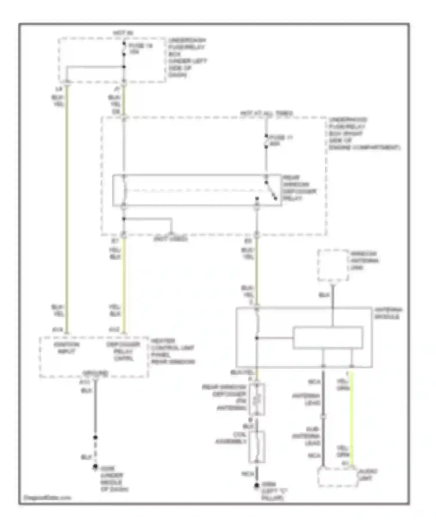 Civic Honda VII (2000-2003): Defogger circuit, coupe