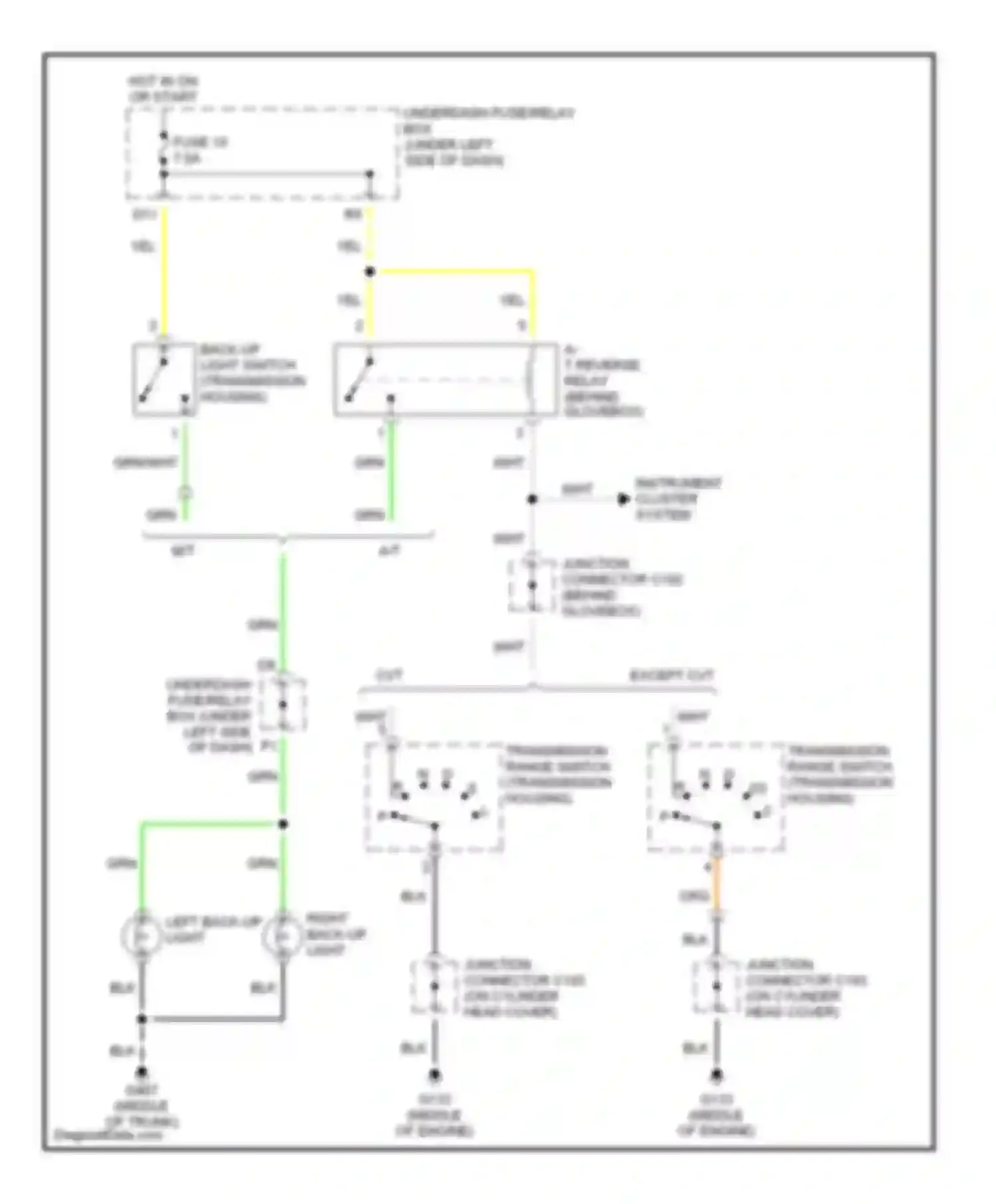 Civic Honda VII (2000-2003): Back-up lamps circuit