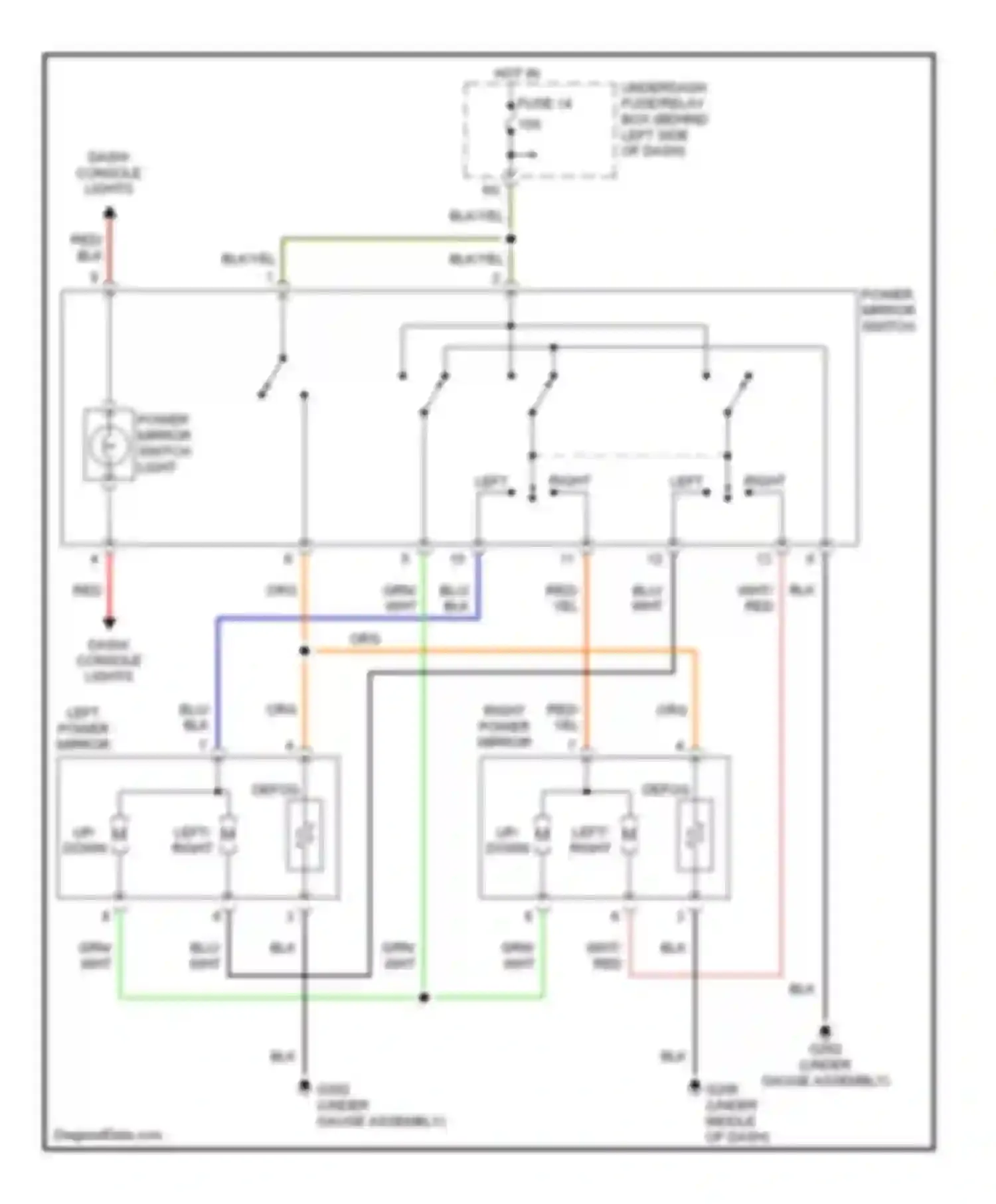 Civic Honda VII (2000-2003): Power mirror circuit, with defogger